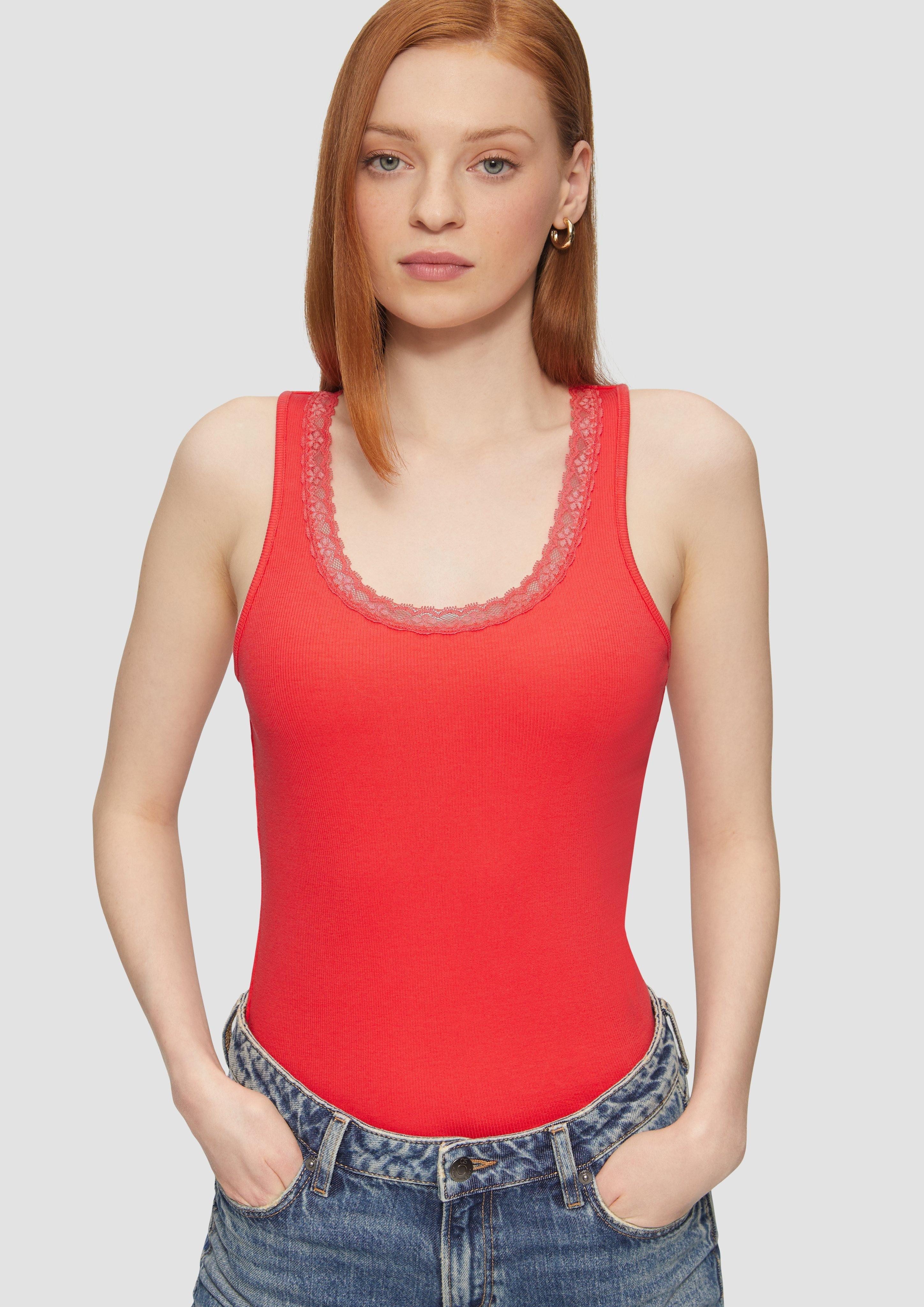 Shirttop Ripptop mit Spitze am Ausschitt