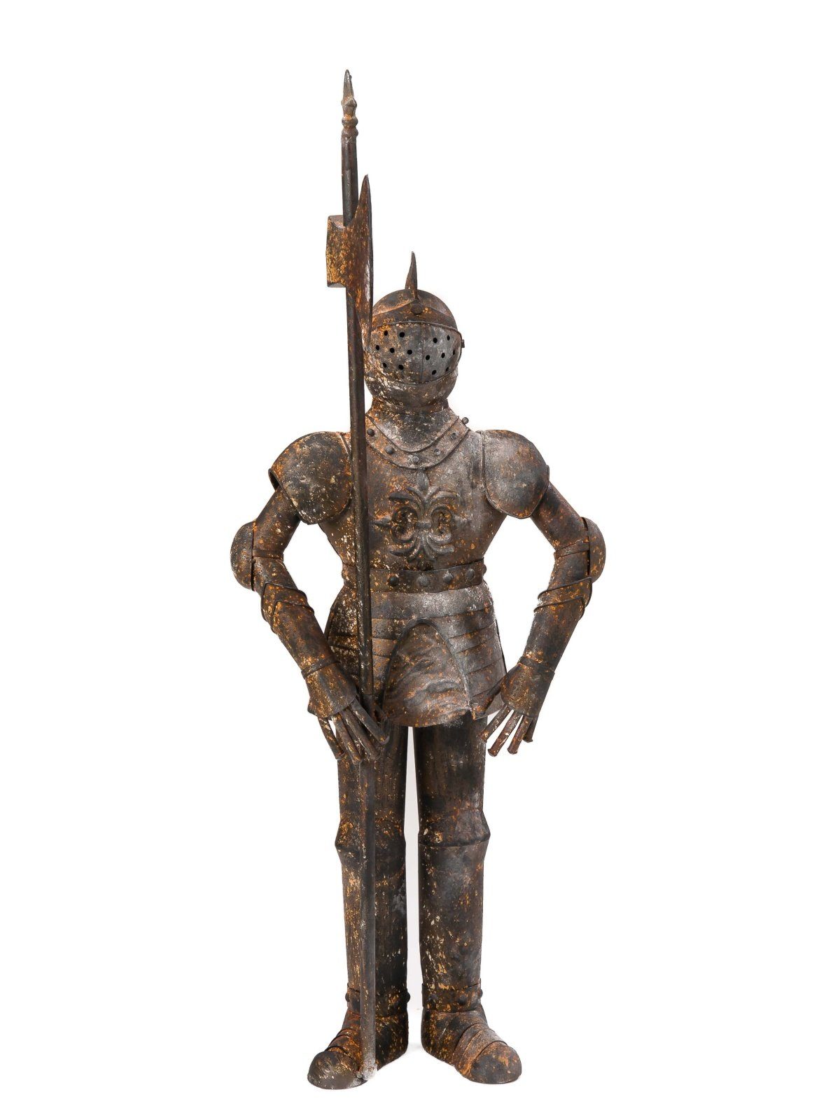 Aubaho Dekoobjekt Skulptur Ritter 92cm Eisen Ritterrüstung rostig Rüstung Antik-Stil kni
