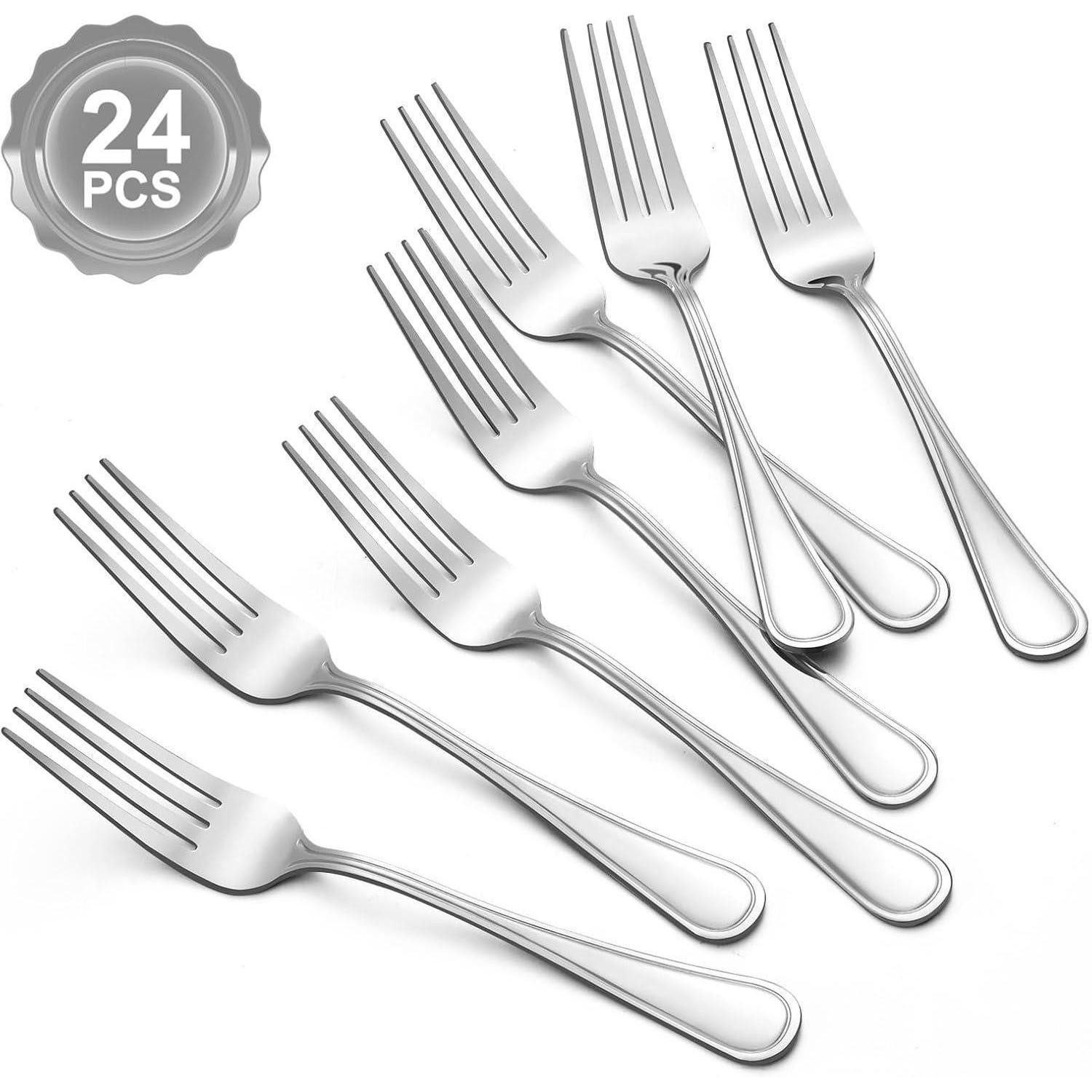 LuxusKollektion Besteck-Set Tafelgabeln Set 24tlg. Edelstahl 20cm Gemusterter Griff