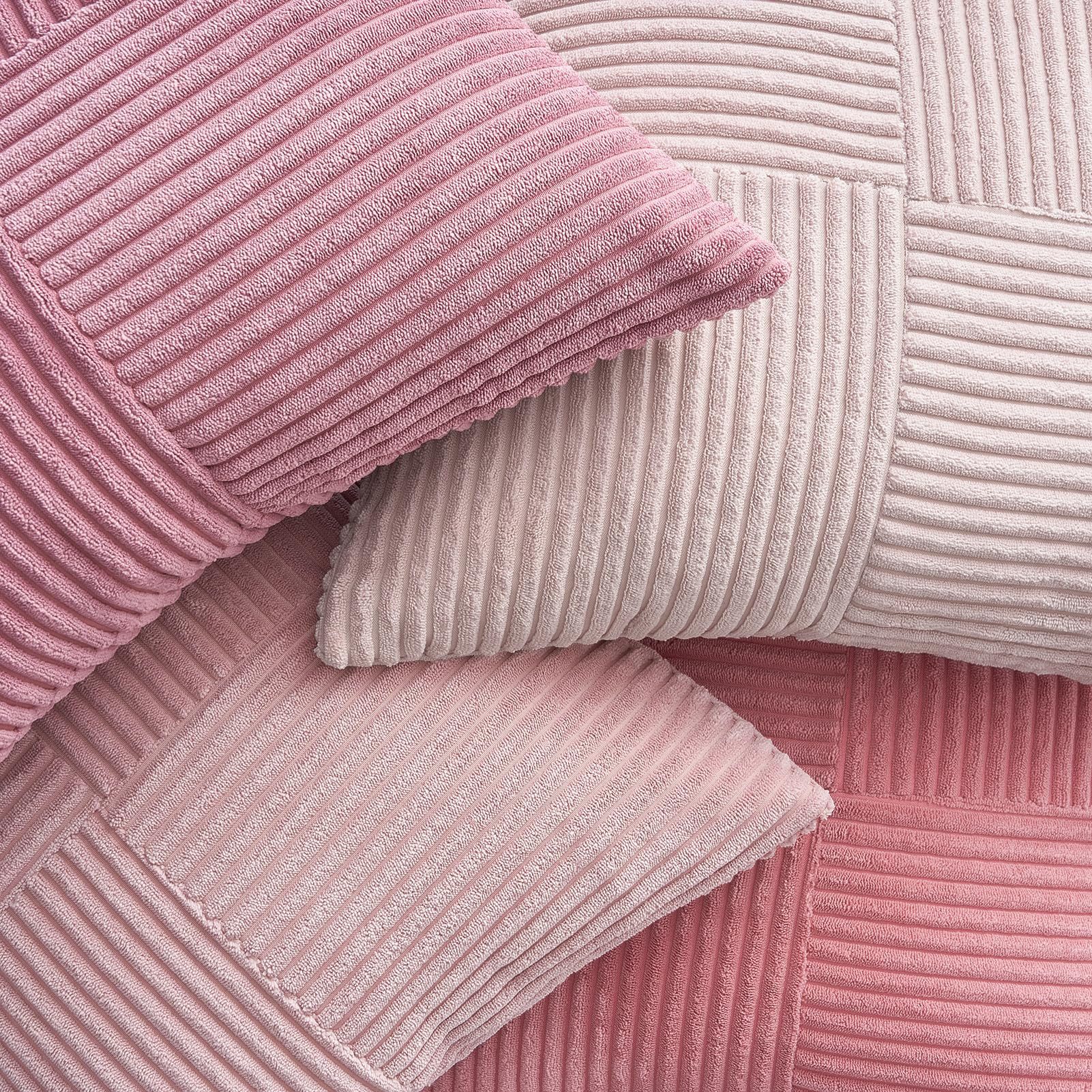 Topfinel Kissenbezug 40x40 4er set Kissenbezüge 50x50 Kordsamt mit Streifen deko Sofa, kissenbezug Rosa Farbverlauf Schlafzimmer Weich Hautfreundlich