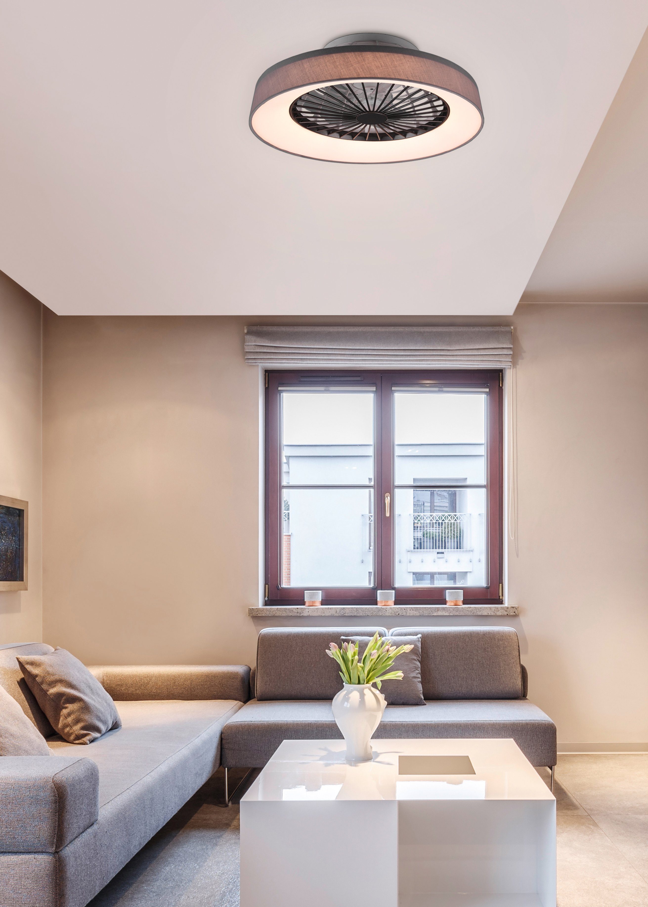 Fernbedienung., TRIO LED Deckenleuchte schaltbar, schaltbar Neutralweiß, Leuchten Leuchte/ integriert, fest mit getrennt Farsund, LED Ventilator getrennt Ventilator,