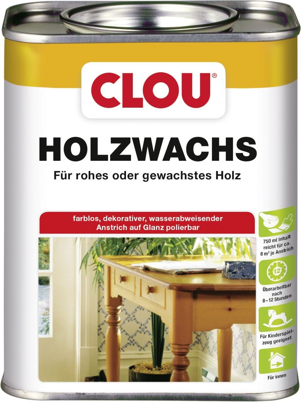750 Holzschutzlasur farblos W1 ml CLOU Clou Holzwachs