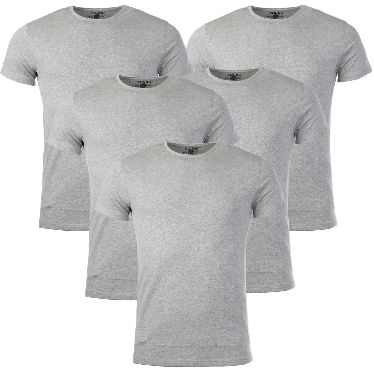 Young & Rich T-Shirt Herren Uni Basic rundhals Ausschnitt Unterziehshirt 1701 5er Pack (5er-Pack, 5-tlg., 5er-Pack) Rundhalsauschnitt unifarben kurzarm regular fit