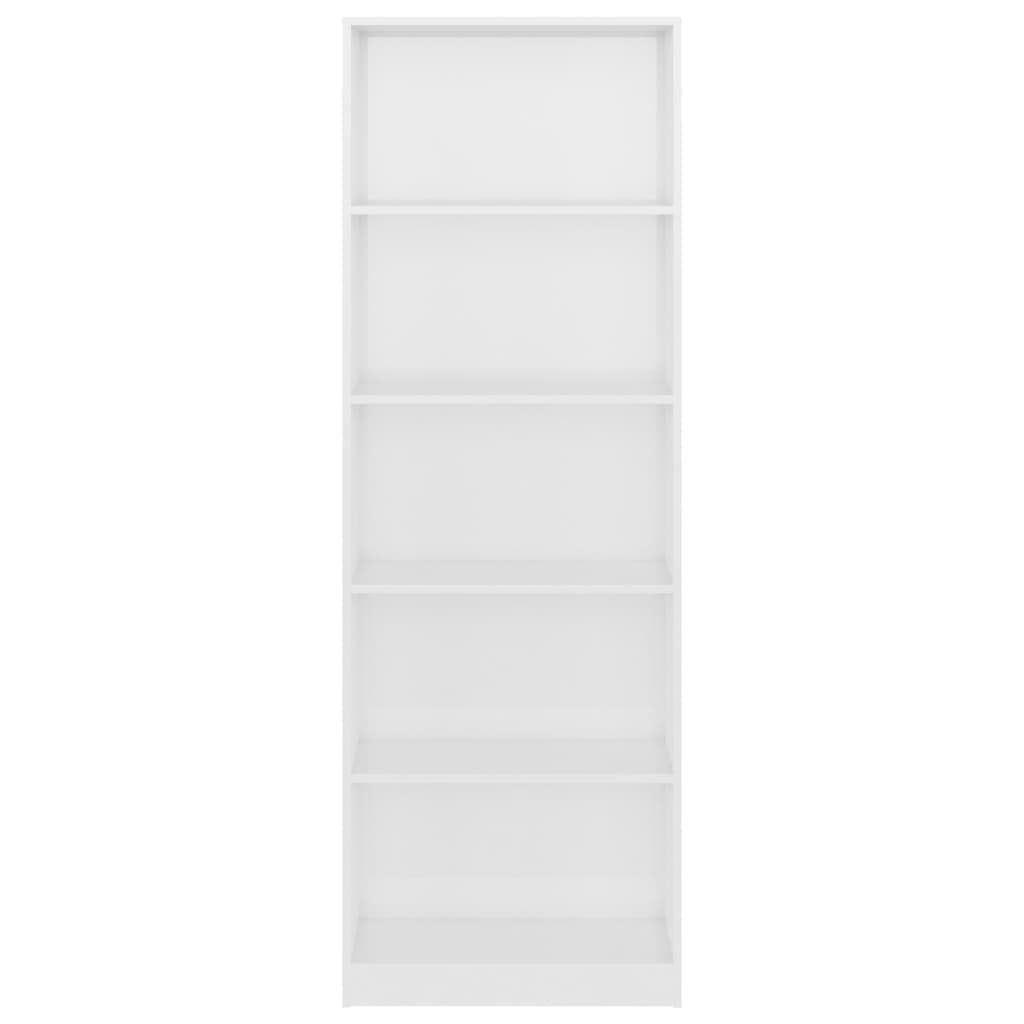 5 Fächer 60x24x175 Holzwerkstoff Bücherregal Hochglanz-Weiß furnicato cm