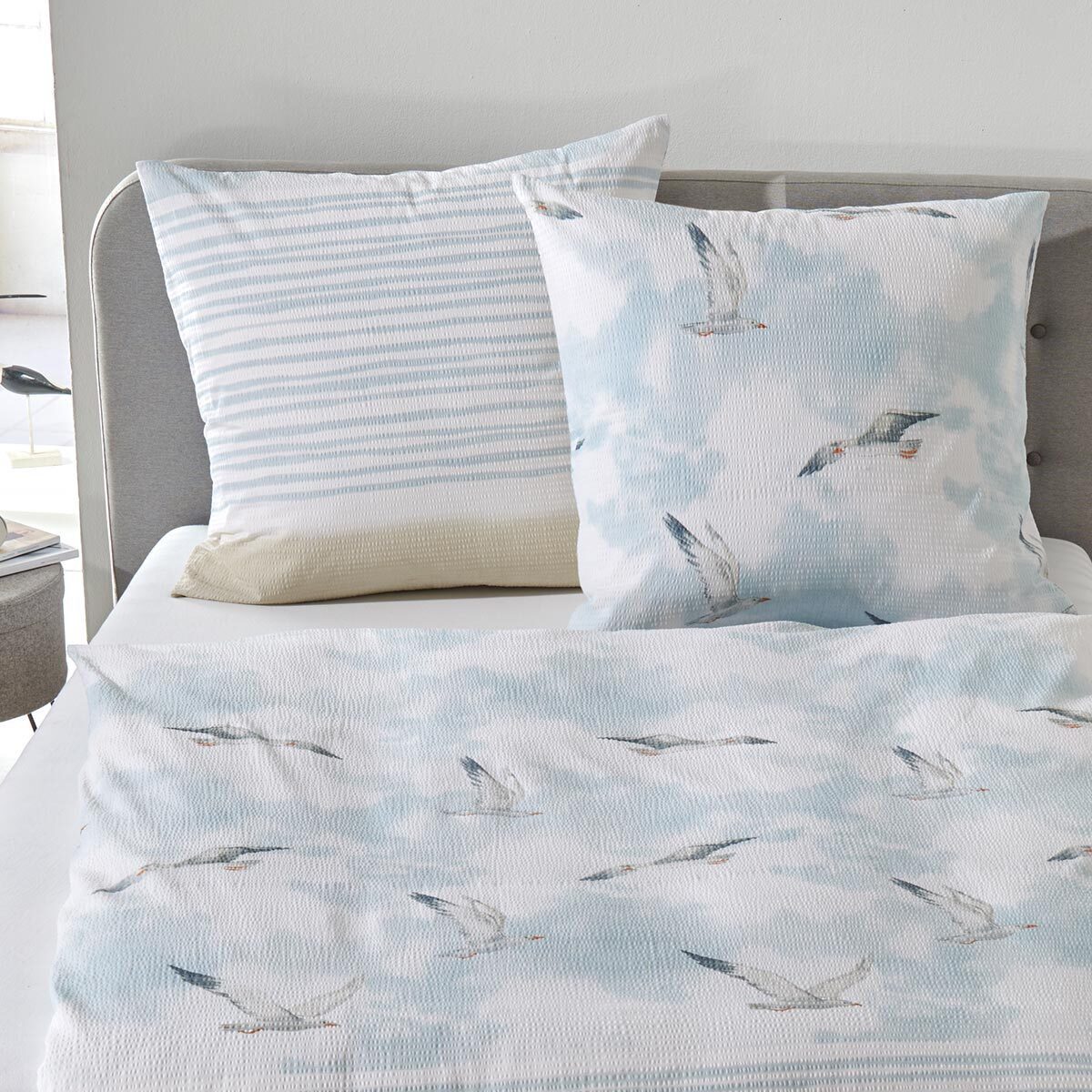 TRAUMSCHLAF Bettwäsche Möwen, Seersucker, 2 teilig, ideale Sommerbettwäsche günstig online kaufen