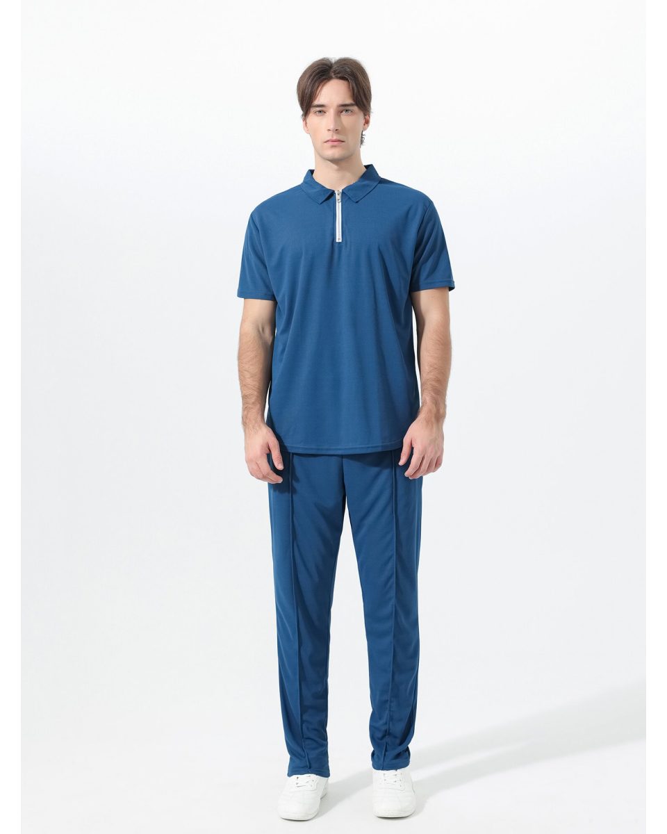 YOUTHUP Sportanzug, Herren Freizeitanzug Poloshirt mit Reißverschluss und Jogginghose