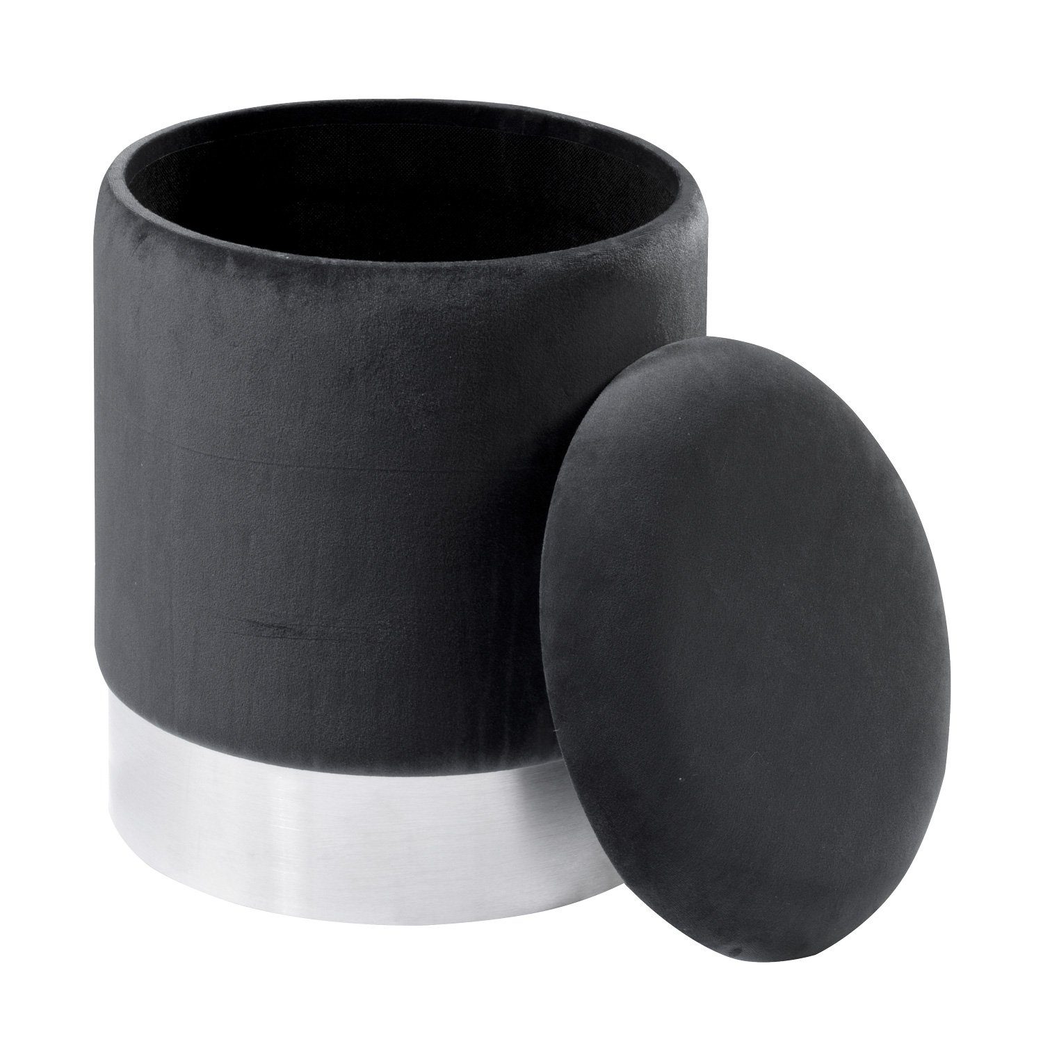 Home4You Sitzhocker, Ø 31 cm, Dunkelgrau, Silbergrau, Samtbezug, Abnehmbare günstig online kaufen