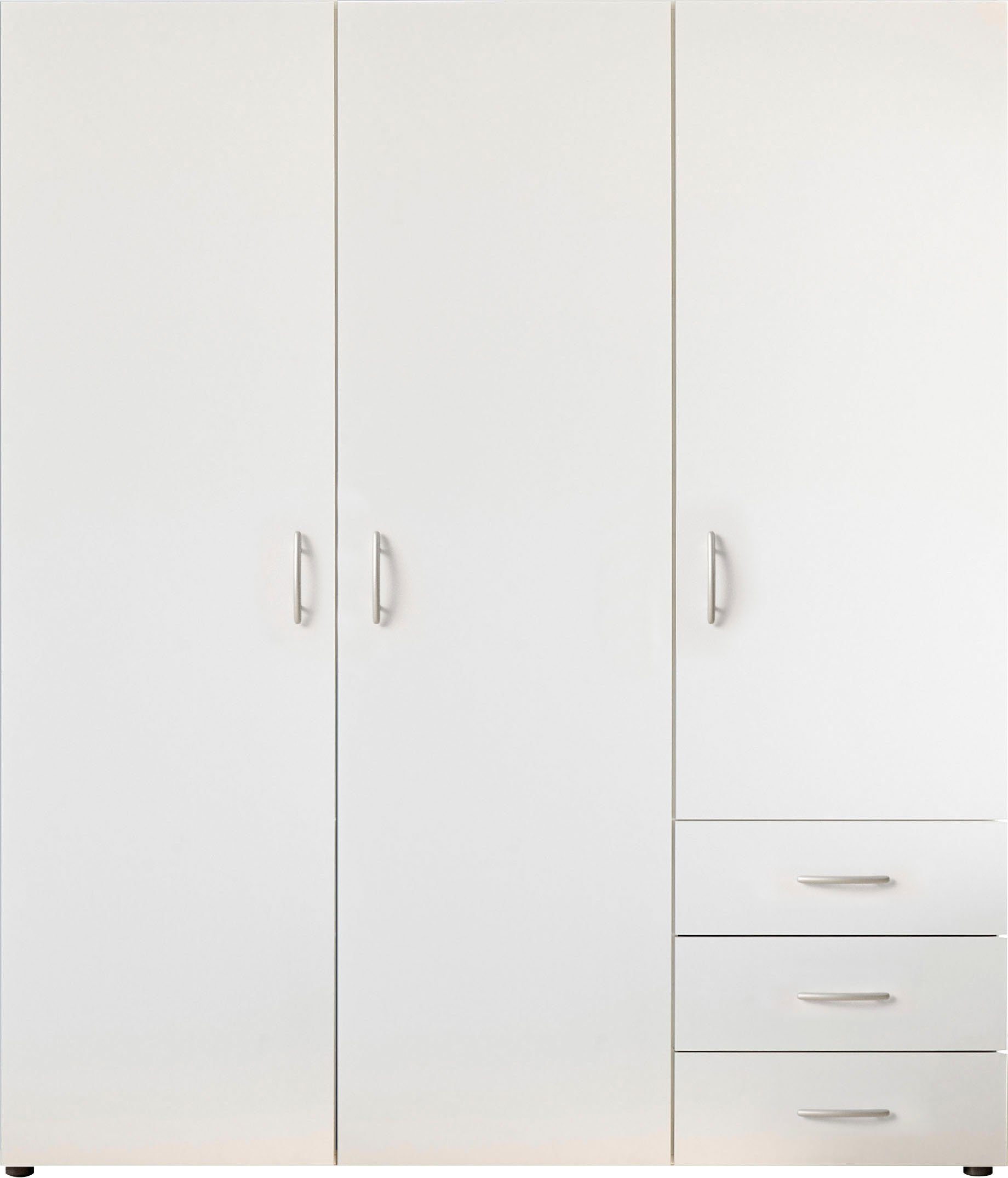 Schlafkontor Drehtürenschrank Harry Schlafzimmerschrank in weiß Kleiderschrank Garderobe mit 3 Schubkästen, in 2 Breiten