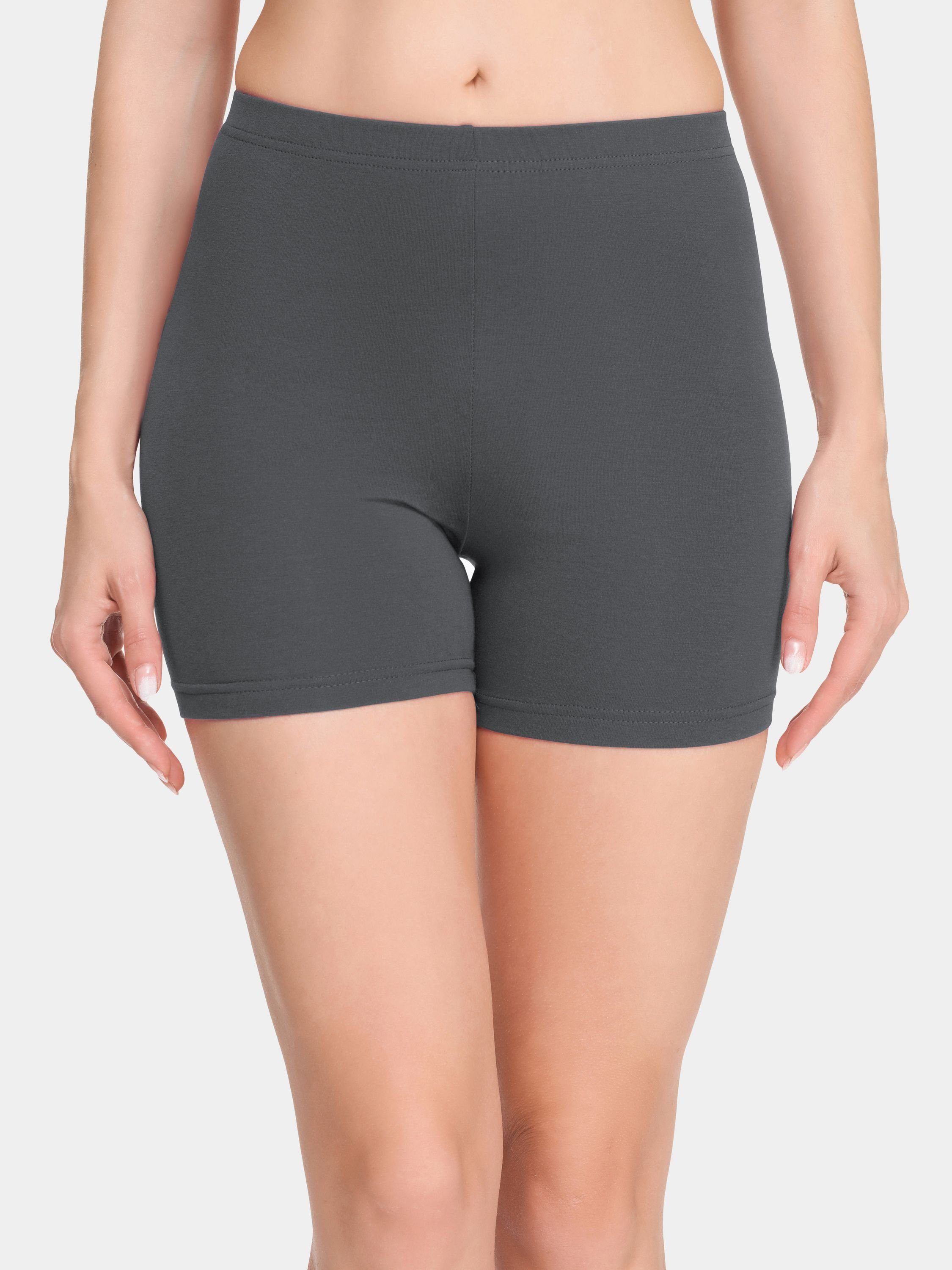 Damen (1-tlg) Unterhose Leggings Hotpants Merry Style elastischer MS10-392 Boxershorts Shorts Bund Grau Radlerhose