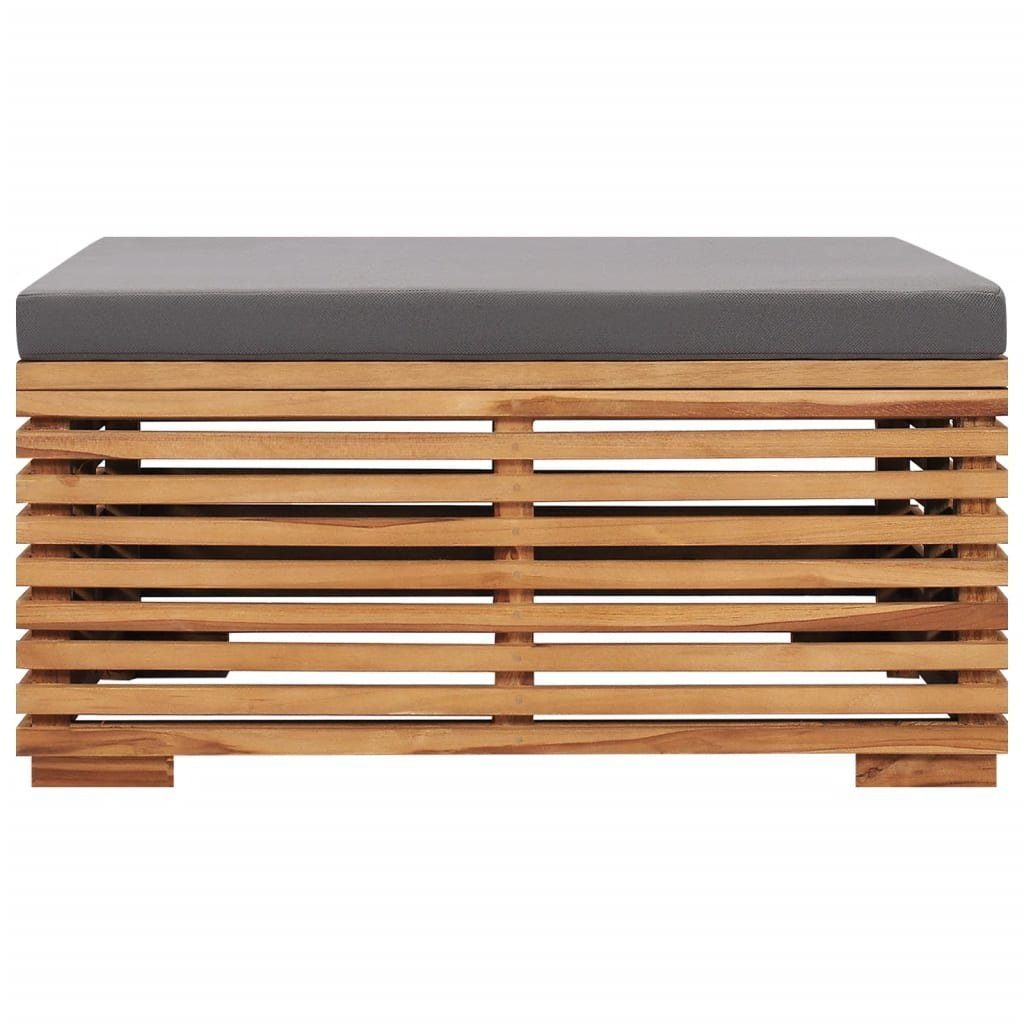 vidaXL mit 1 Dunkelgrauem Set Teakholz, Kissen Fußhocker und Loungesofa Teile Gartentisch