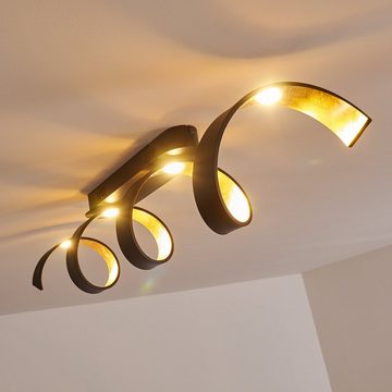 hofstein Deckenleuchte »Delia« längliche Deckenlampe aus Metall in Schwarz/Gold, 3000 Kelvin, 20 Watt, 1800 Lumen, in 3 Stufen dimmbar