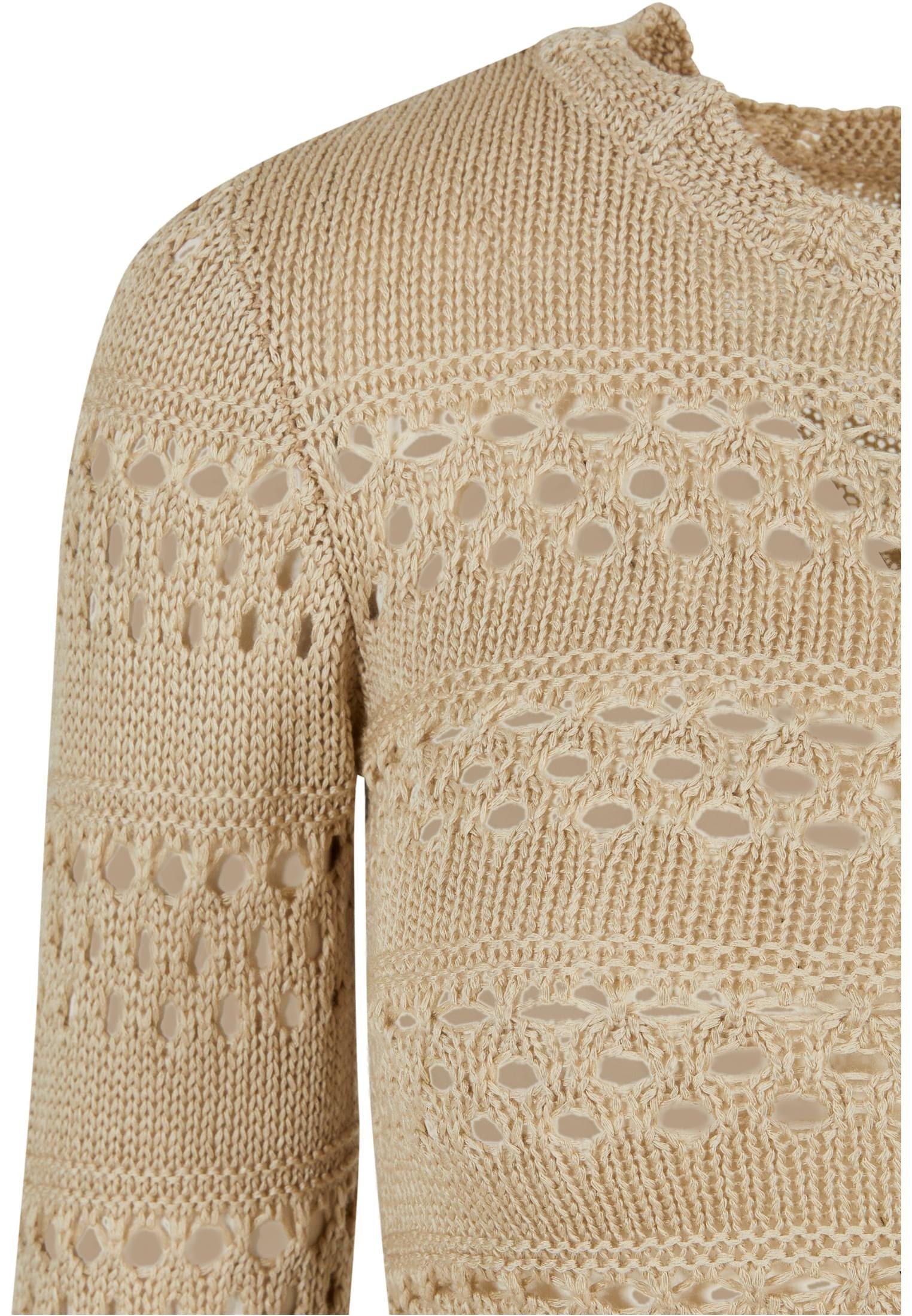 Knit URBAN CLASSICS Sweater Crochet softseagrass (1-tlg) Cropped Kapuzenpullover Ladies Damen