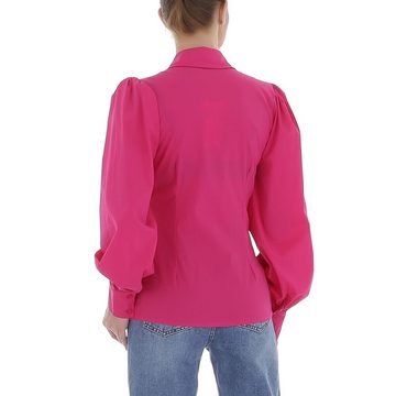 Ital-Design Langarmbluse Damen Elegant Hemd Perlen Bluse in Pink