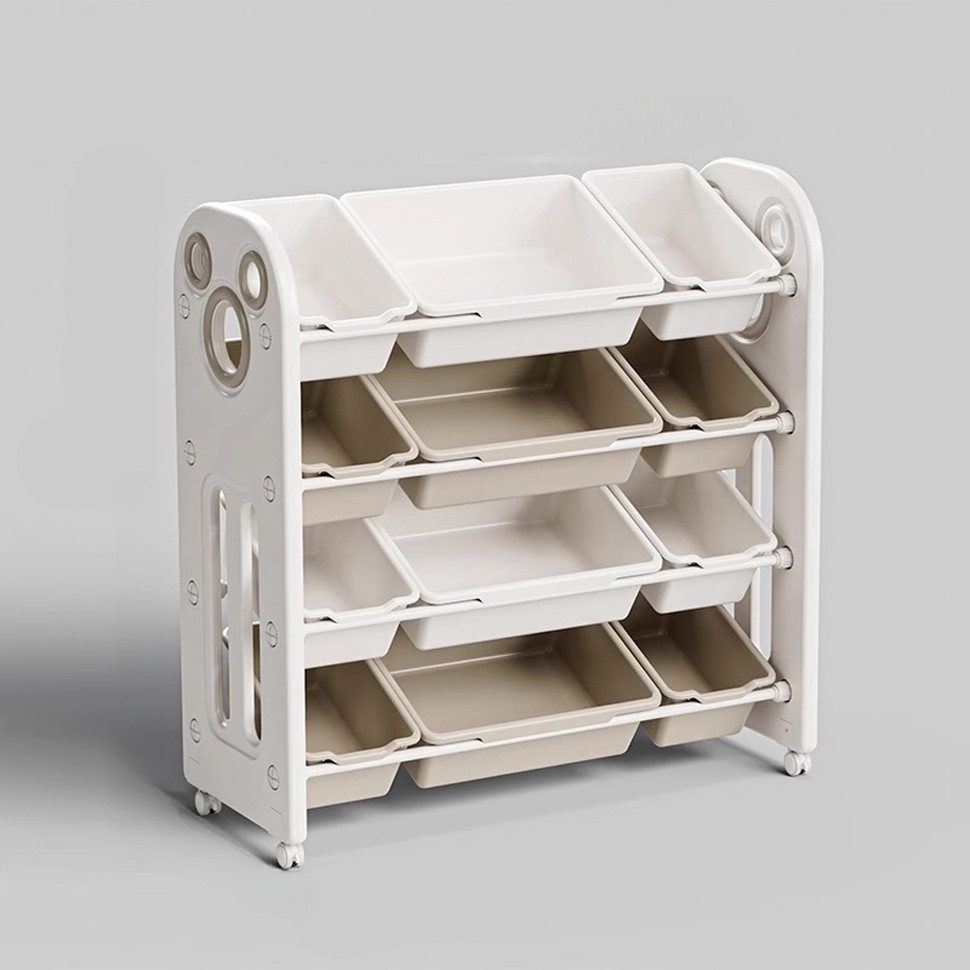 habeig Kinderregal 12 Aufbewahrungsboxen 86x85cm Creme-Weiß Rollbar mit Fes günstig online kaufen