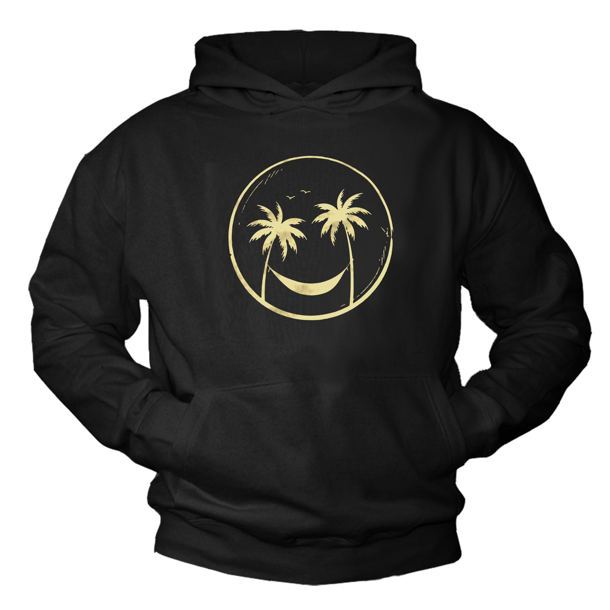 MAKAYA Kapuzenpullover Kapuzenpullover für Herren mit Surf Motiv und Palmen – Streetwear (Schwarz, S, M, L, XL, XXL, XXXL, XXXXL) Baumwolle