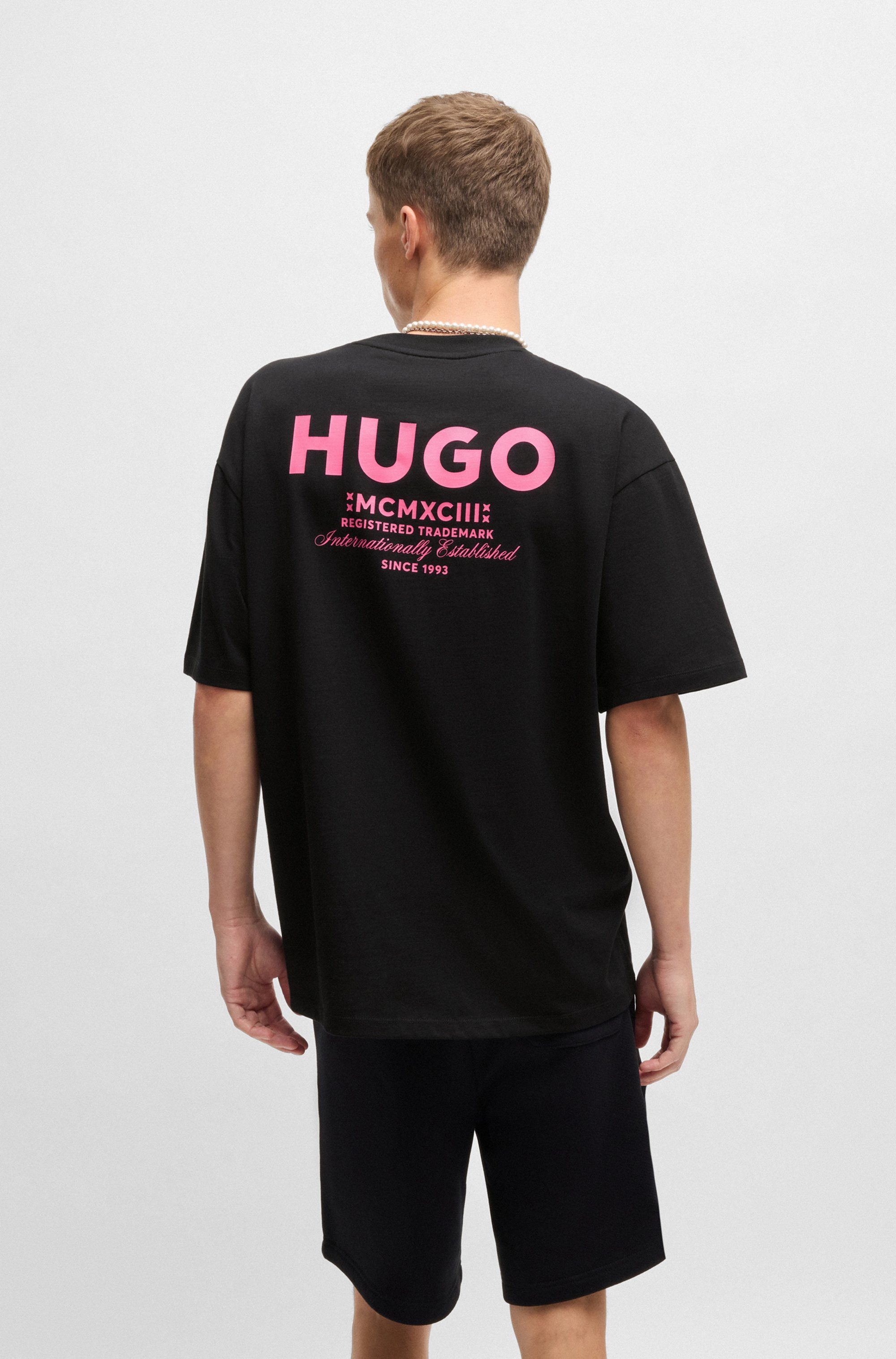 HUGO Blue T-Shirt "Nalono", mit Logodruck, Oversized Look mit Backprint günstig online kaufen