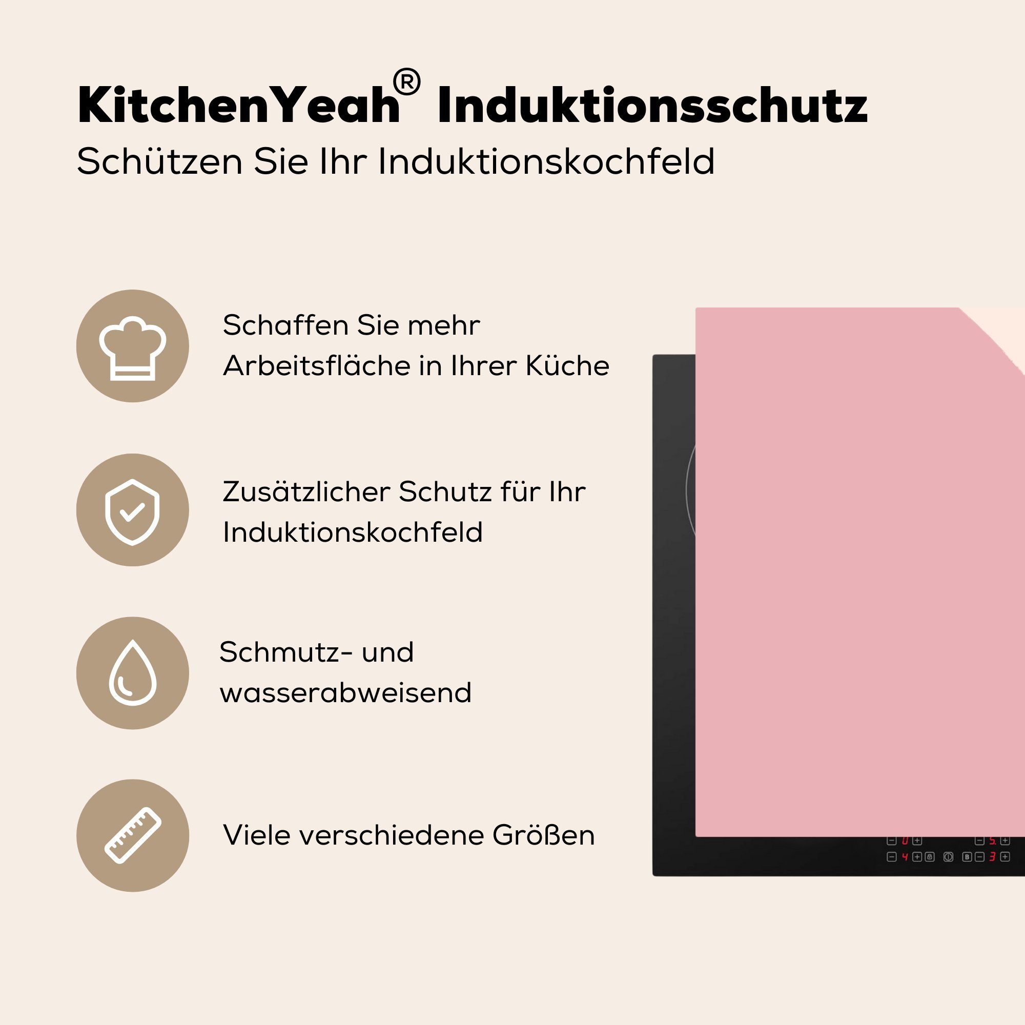 Vinyl, 81x52 Herdblende-/Abdeckplatte Ceranfeldabdeckung Schutz tlg), - (1 für cm, Pastell die Induktionskochfeld Gestaltung - küche, Minimalismus, MuchoWow