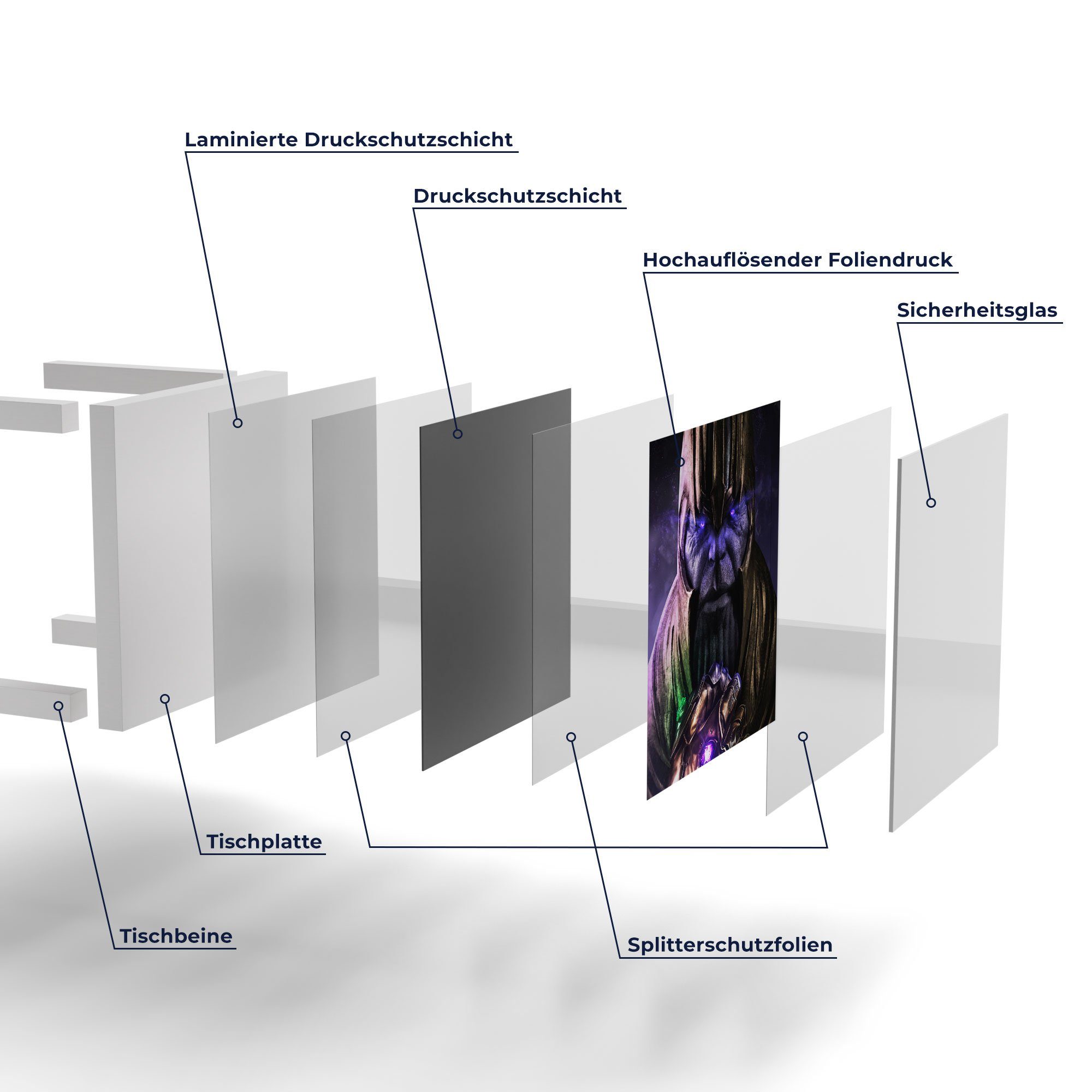 DEQORI modern Beistelltisch Glastisch Couchtisch Nahem', 'Thanos Rüstung von Weiß Glas