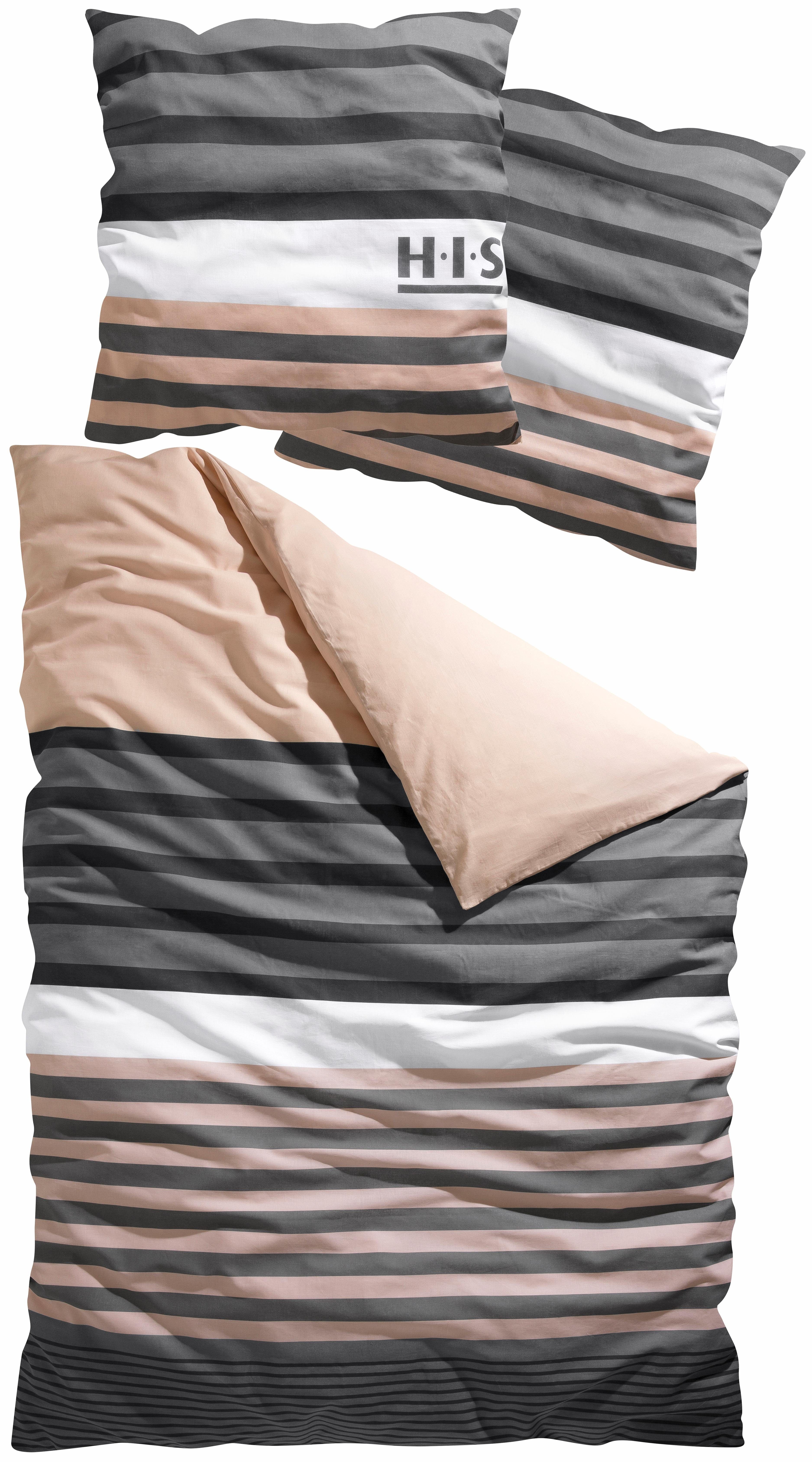 H.I.S Bettwäsche Majoran, Biber, 2 teilig, gestreifte Bettwäsche in verschi günstig online kaufen