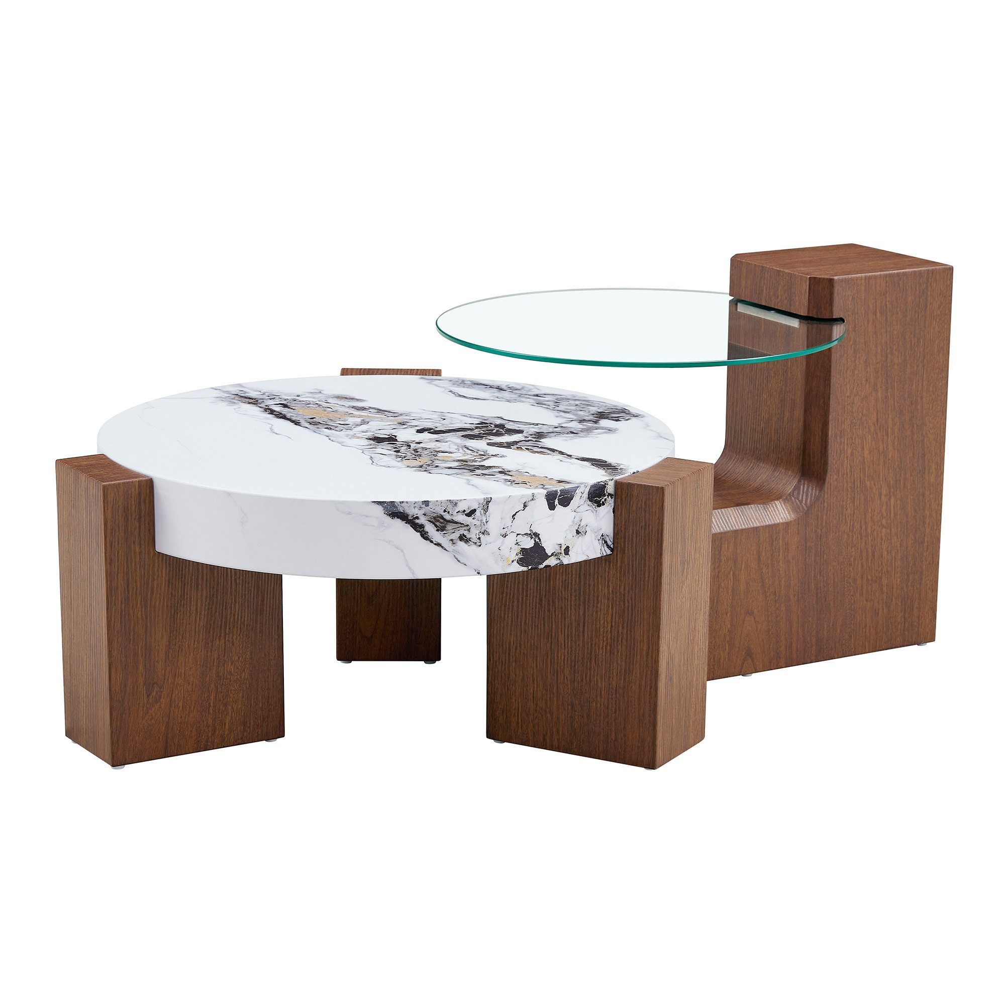 LIVIHOME Couchtisch ARIA (Packung), Couchtisch-Set, MDF, Glas