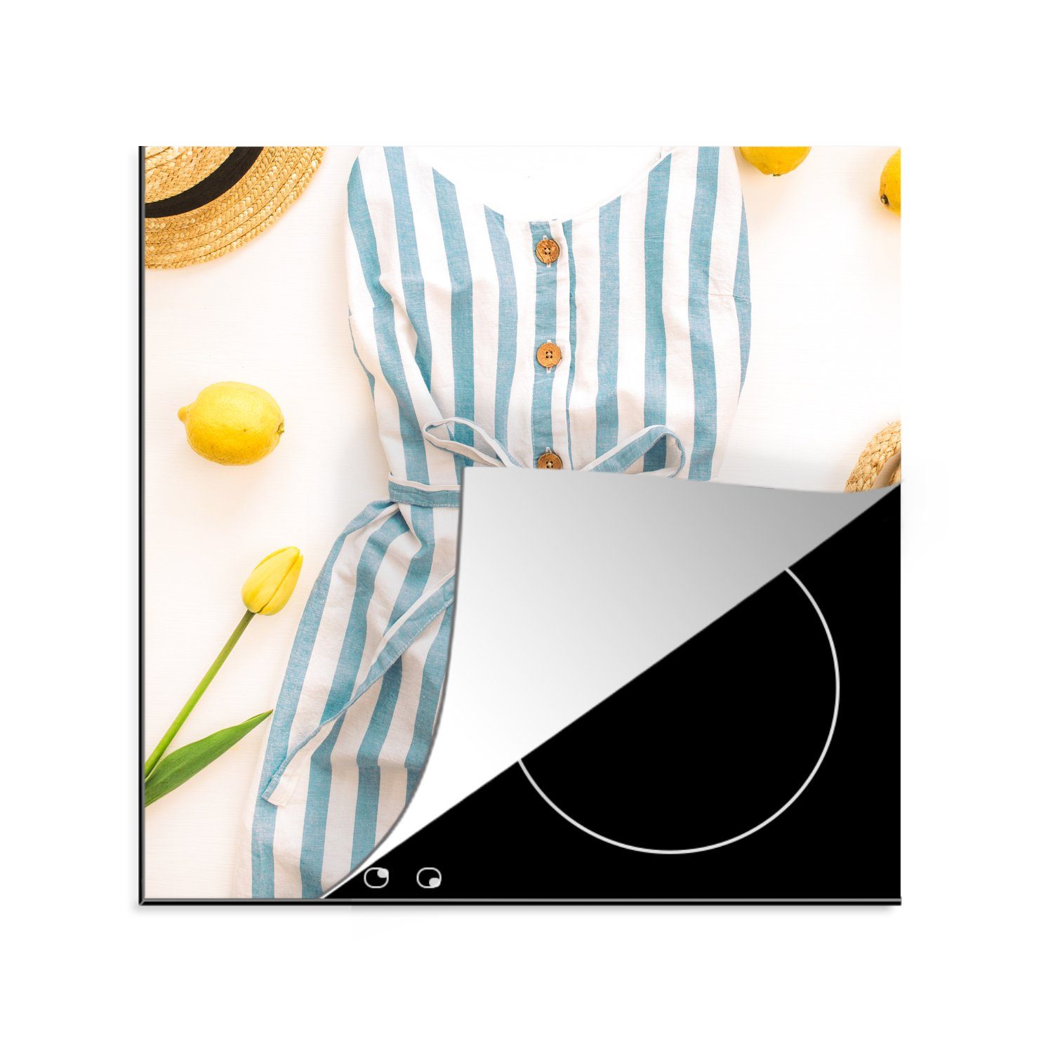 Arbeitsplatte Jumpsuit, 78x78 (1 cm, tlg), küche - - Vinyl, für Herdblende-/Abdeckplatte Tasche Hut Ceranfeldabdeckung, MuchoWow