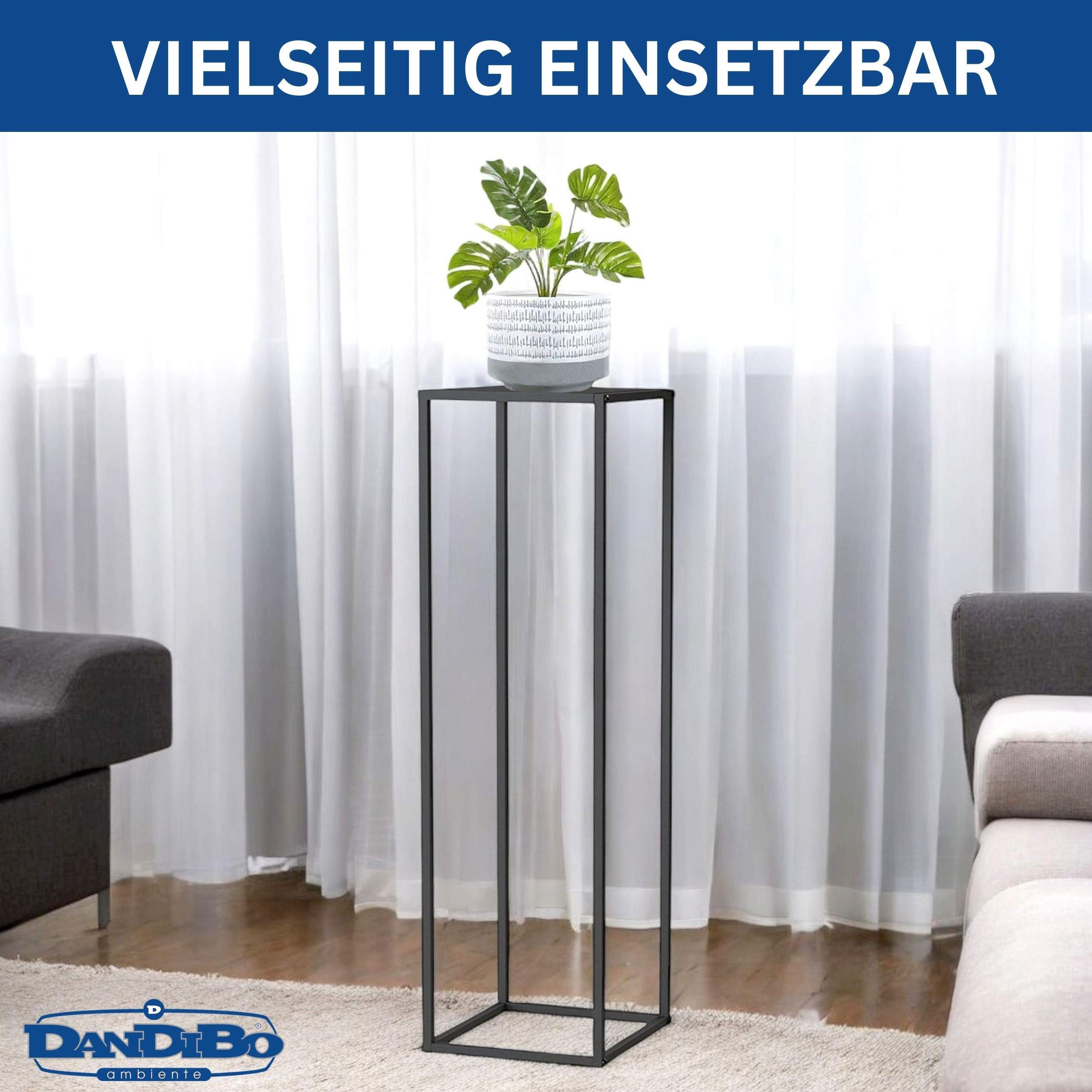 DanDiBo Blumenhocker Metall Schwarz Eckig 96587 Pflanzenständer Hoch Beistelltisch (1 St), Blumenhocker Design Modern Pflanzenhocker