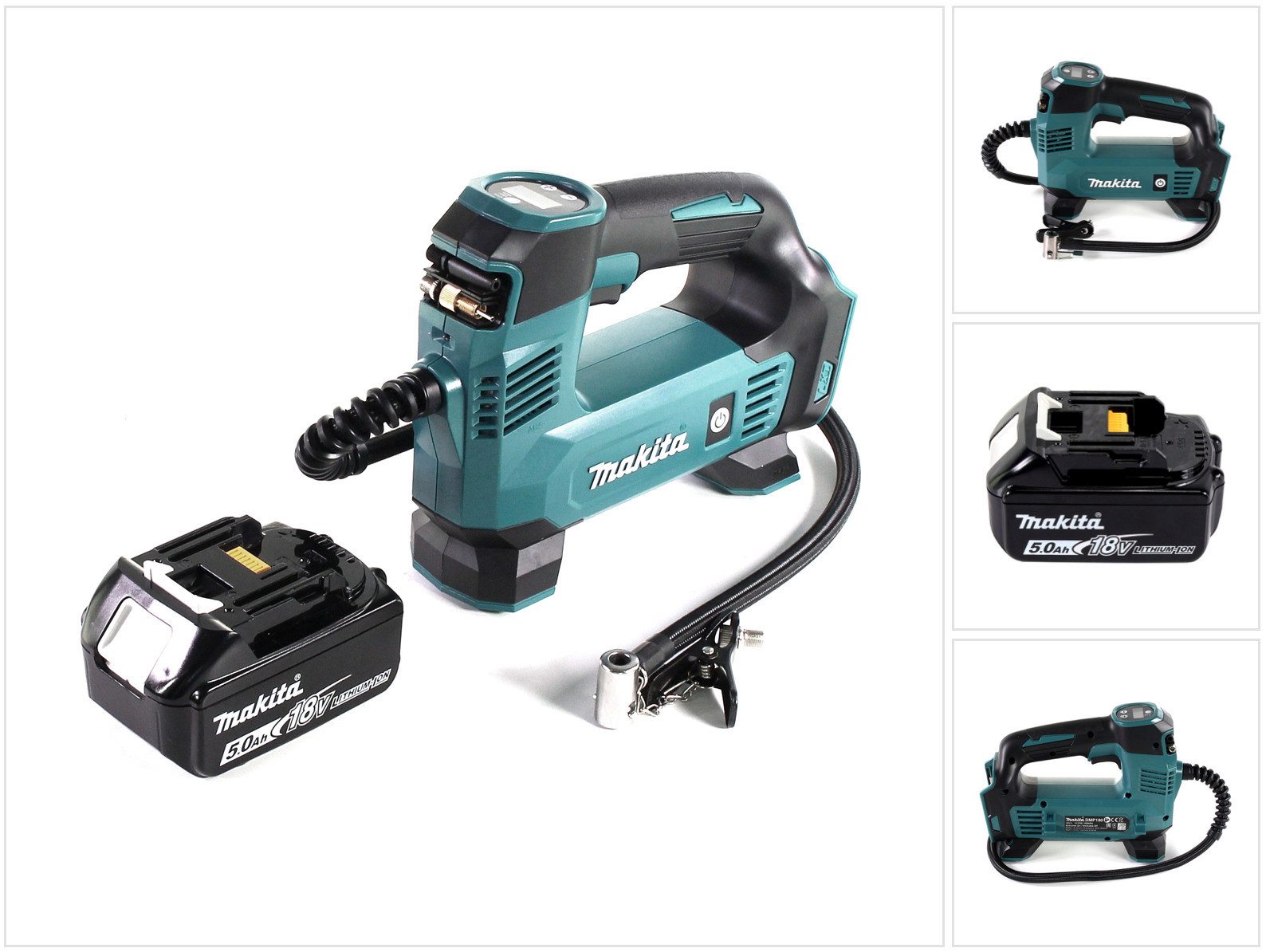 Makita Akku-Handkompressor DMP 180 T1 Akku Kompressor 18 V 8,3 bar + 1x Akku 5,0 Ah - ohne Ladeg