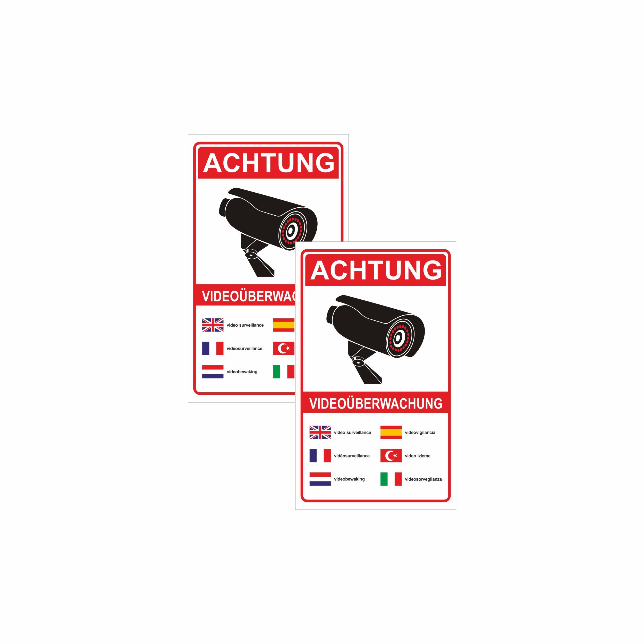 Hermann Schütz Hinweisschild Achtung Videoüberwachung! 150x250 mm Kunststoff, (2 St)