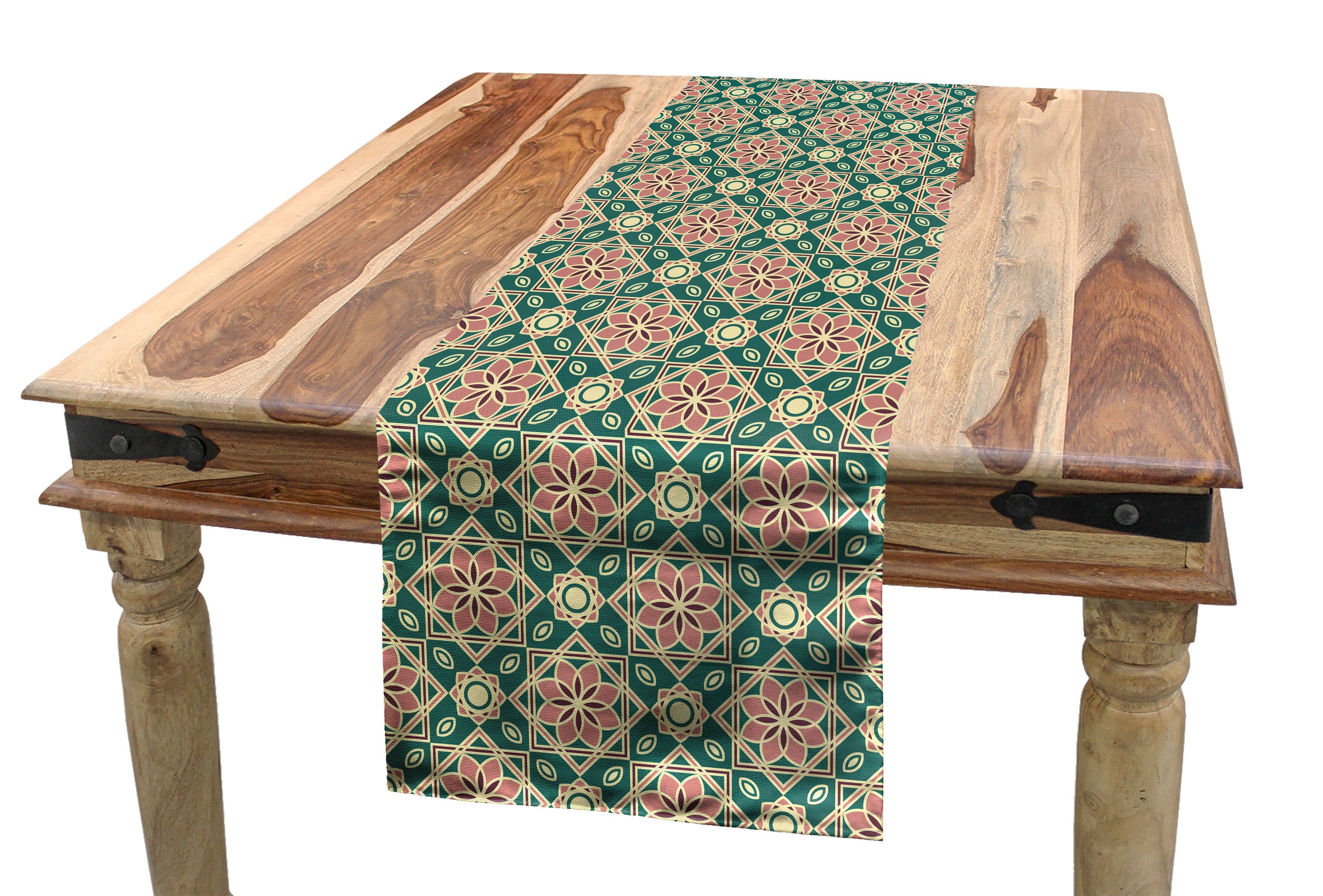 Tischläufer, Röschen Abakuhaus Chevron Mosaik Rechteckiger Tischläufer Küche Dekorativer orientalisch Esszimmer