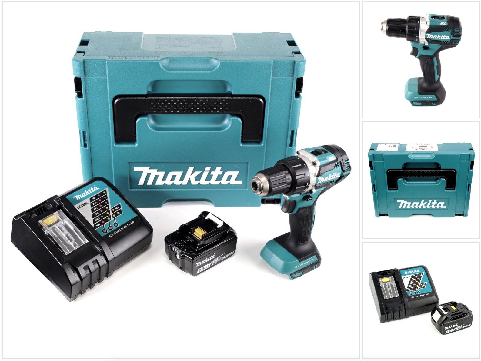 Makita Akku-Schrauber DDF 484 RF1J Akku Bohrschrauber brushless 18V 54Nm + 1x Akku 3,0Ah