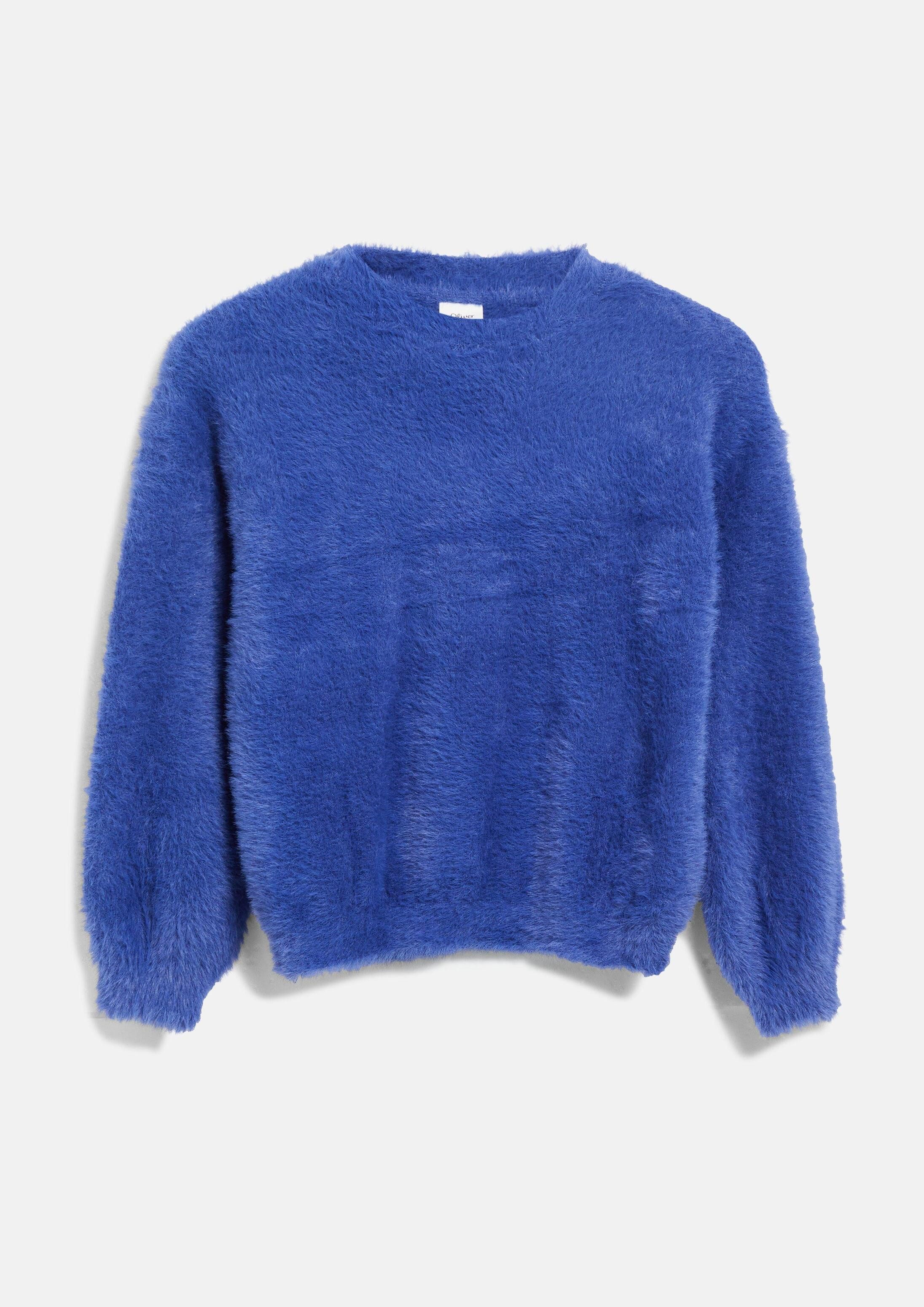 s.Oliver Longpullover Strickpullover Strickpullover im Loose Fit in Felloptik
