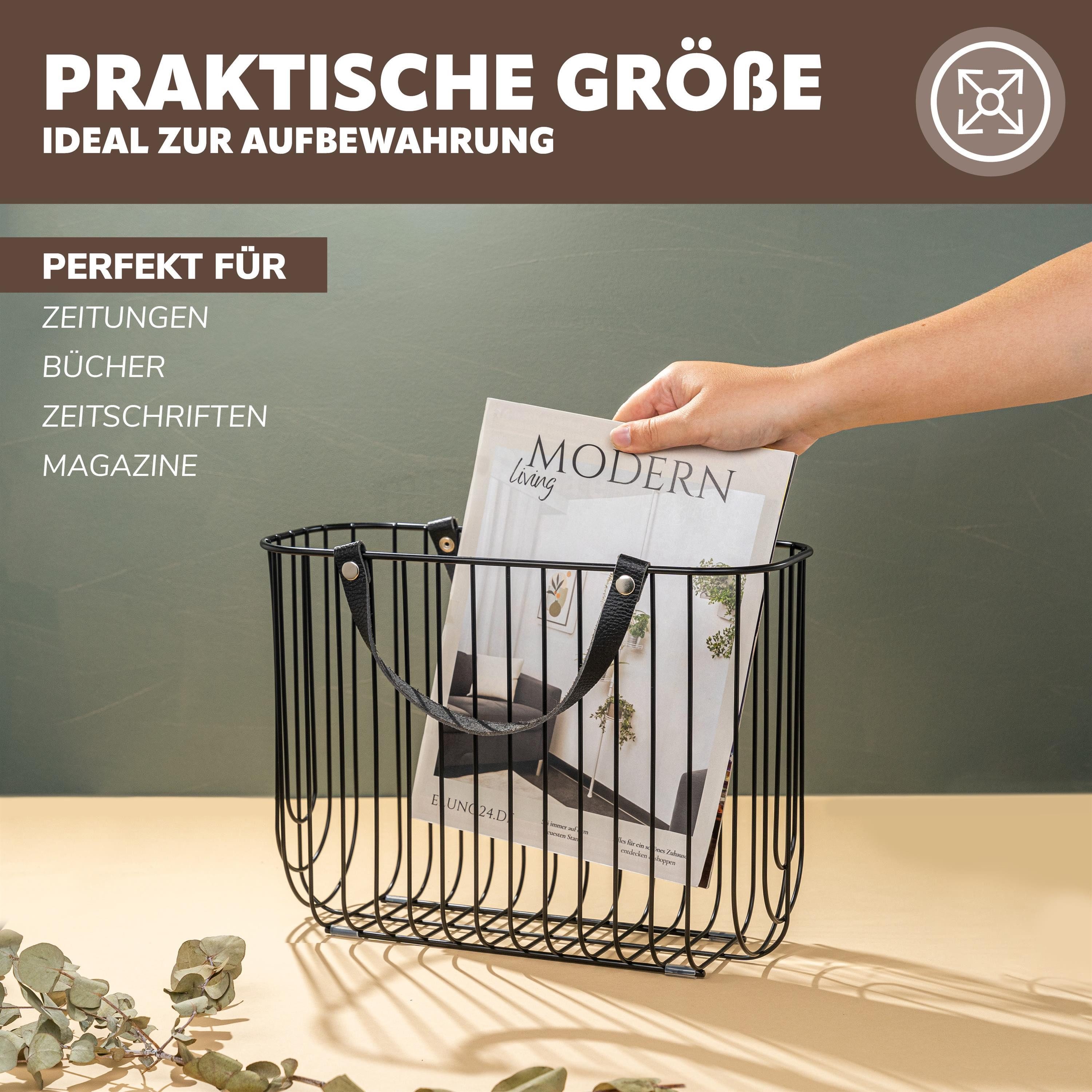 eluno Zeitungsständer Zeitungsständer, Metall mit Tragegriffen Zeitungsablage Magazinhalter