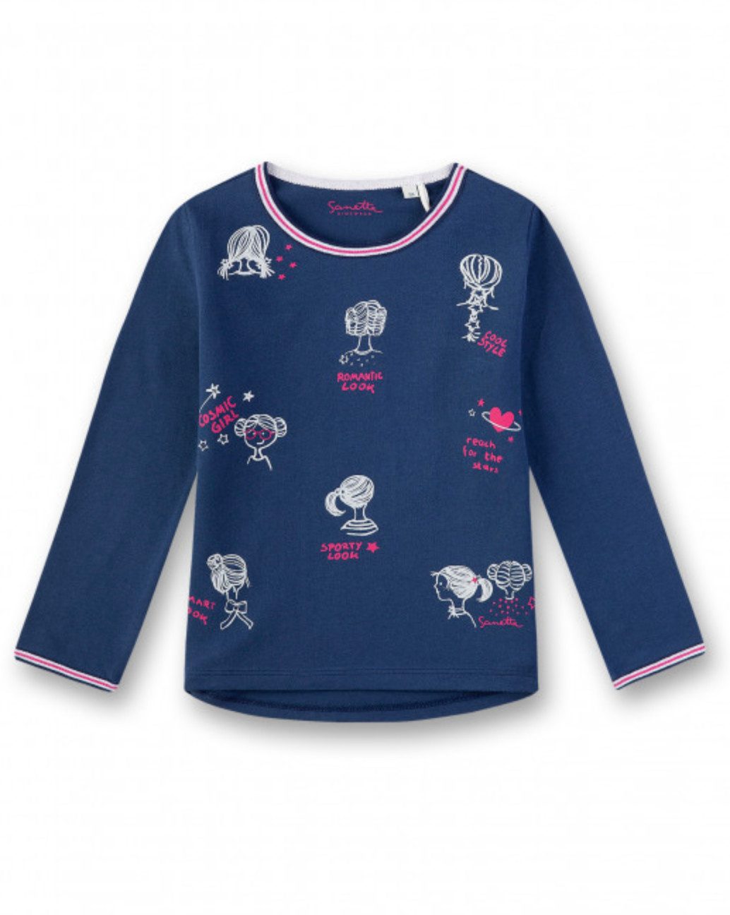 Sanetta Langarmshirt Mädchen Langarmshirt aus Bio-Baumwolle mit Allover-Print