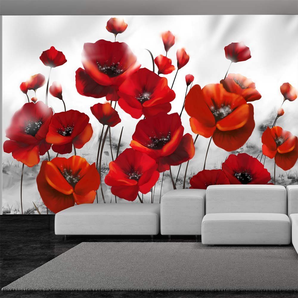 KUNSTLOFT Vliestapete Glowing poppies 0.98x0.7 m, halb-matt, matt, lichtbeständige Design Tapete
