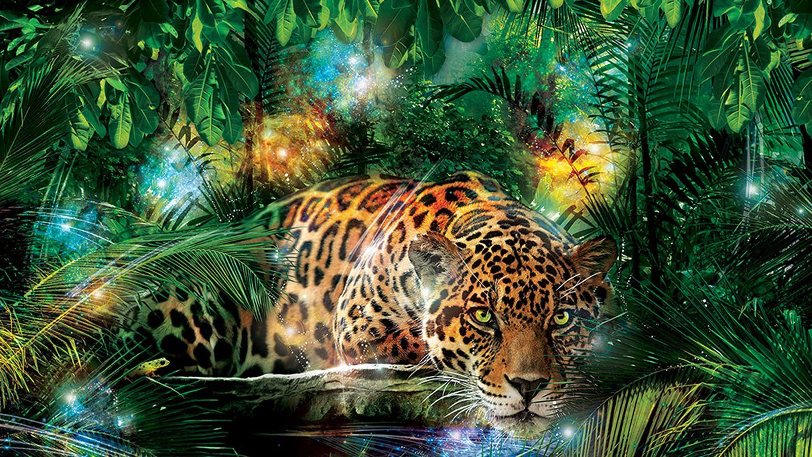 Wallarena Fototapete Dschungel Jaguar Tiere Wohnzimmer Schlafzimmer Wandtapete 104x70 cm, Glatt, Nature, Vliestapete inklusive Kleister