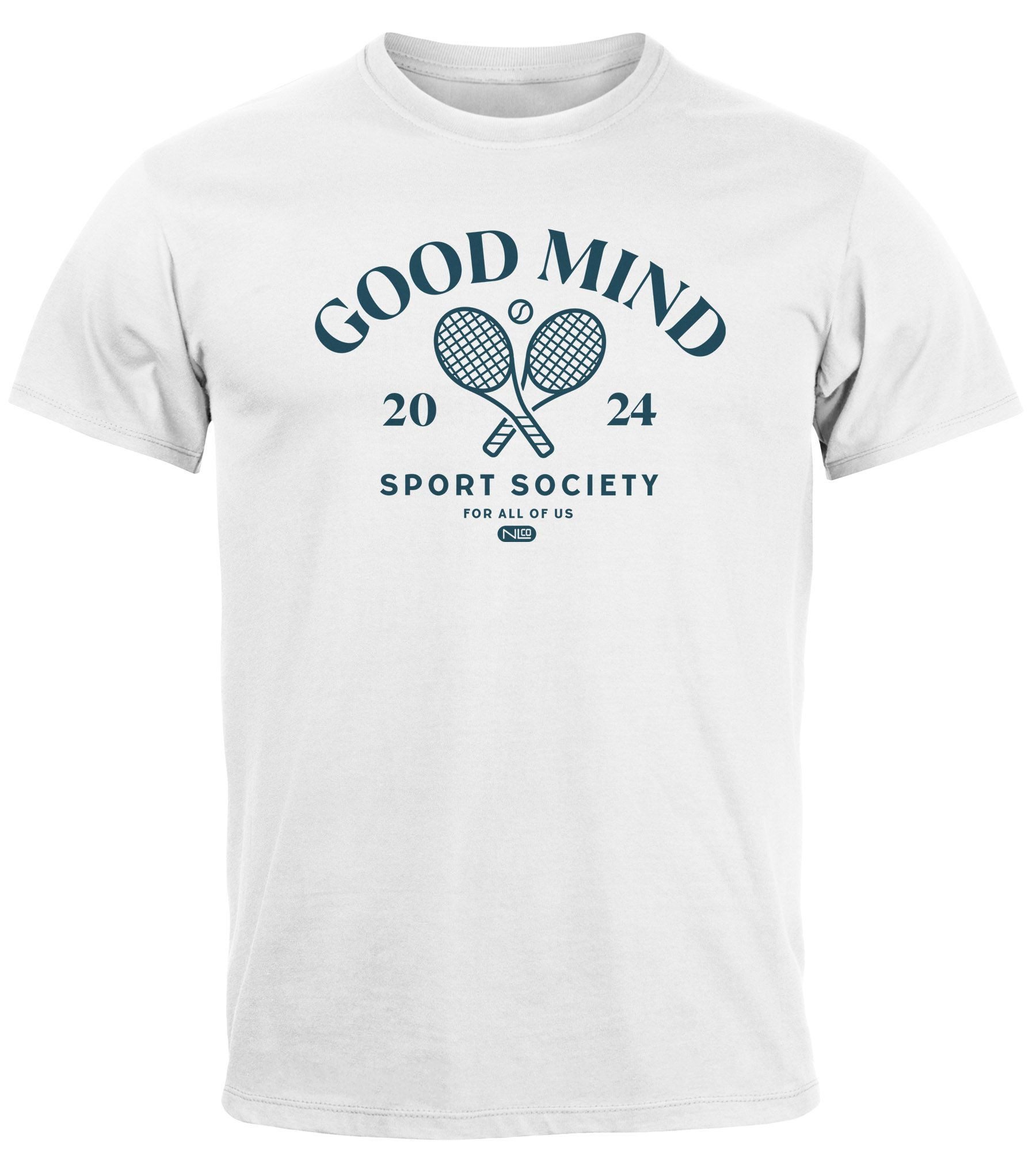 Neverless Print-Shirt Herren T-Shirt Sport Tennis Grafik Good Mind Sport Society Retro mit Print
