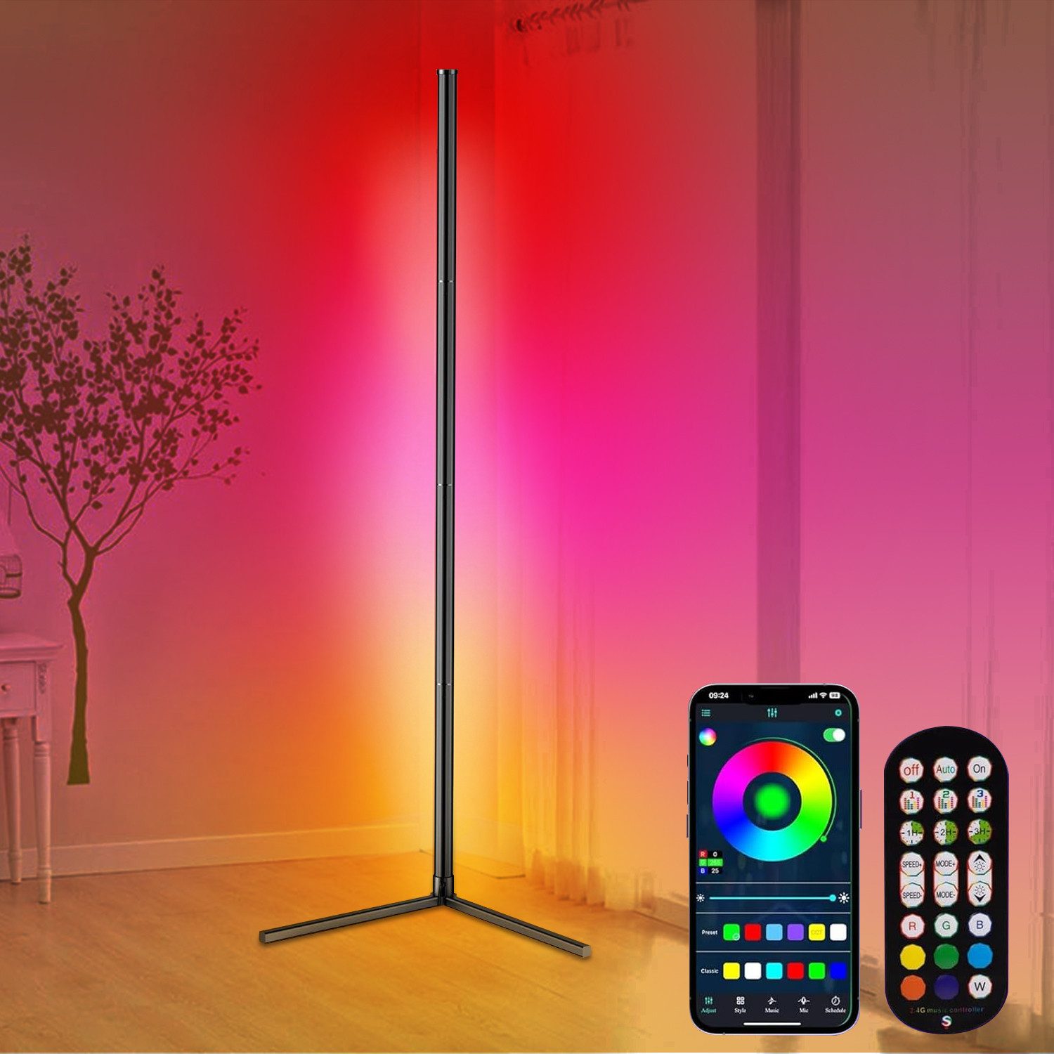 LMaxhome LED Stehlampe Smart RGB Stehleuchte Eckleuchte Musik Sync App Fern günstig online kaufen