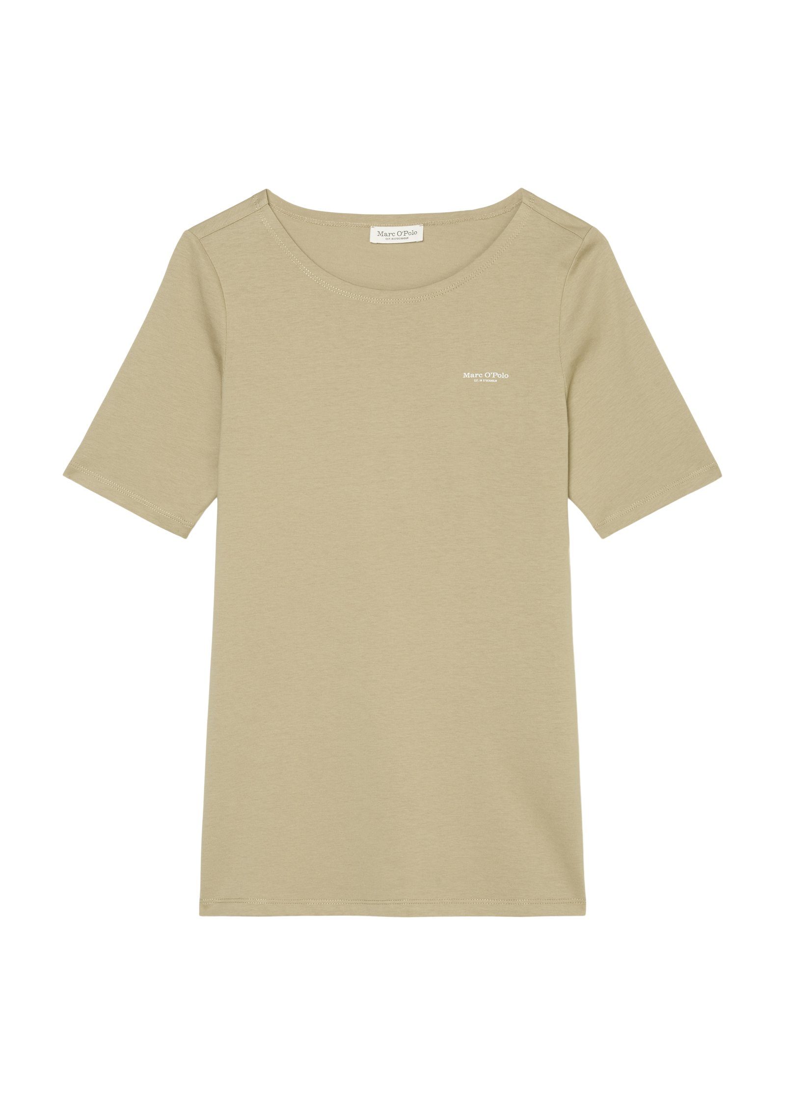 Logo O'Polo Marc sand mit neck, auf round short-sleeve, T-Shirt der T-shirt, kleinem nordic Brust logo-print