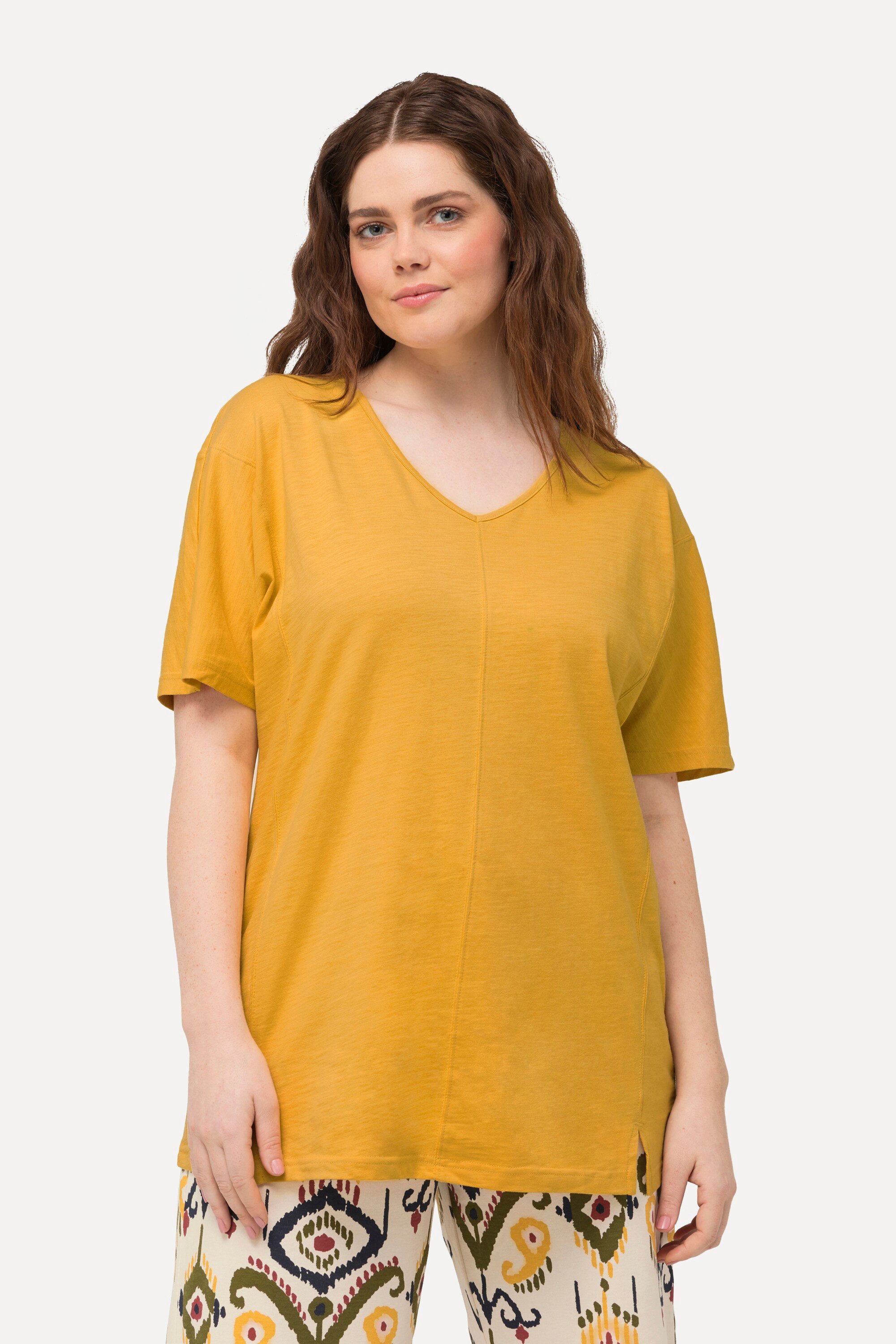 Ulla Popken T-Shirt T-Shirt Ziernähte V-Ausschnitt günstig online kaufen