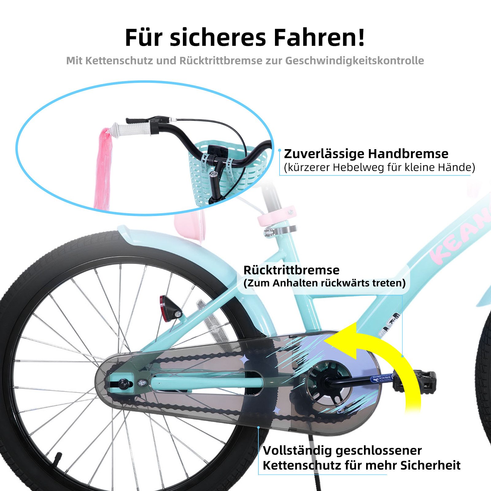 JOYSTAR Kinderfahrrad Mädchenfahrrad 14/16/18/20 Zoll mit Hochkarbonstahlrahmen, mit Puppensitz und Korb,Stützräder, Luftschlangen, Schutzblechen
