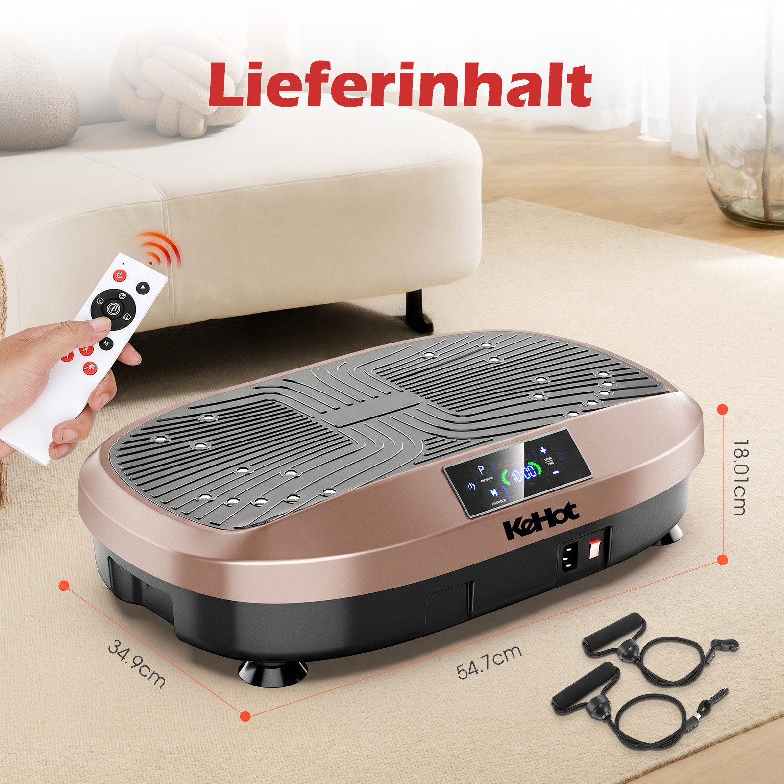 kehot Vibrationsplatte Vibrationsplatte für Ganzkörpertraining, LED Display & Fernbedienung, 200 W, 120 Intensitätsstufen, Leise Trainingsplatte mit Widerstands – Bild 2 von 5