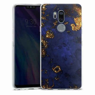 DeinDesign Handyhülle Marmor Gold Utart Blue and Golden Marble Look, LG G7 ThinQ Silikon Hülle Bumper Case Handy Schutzhülle