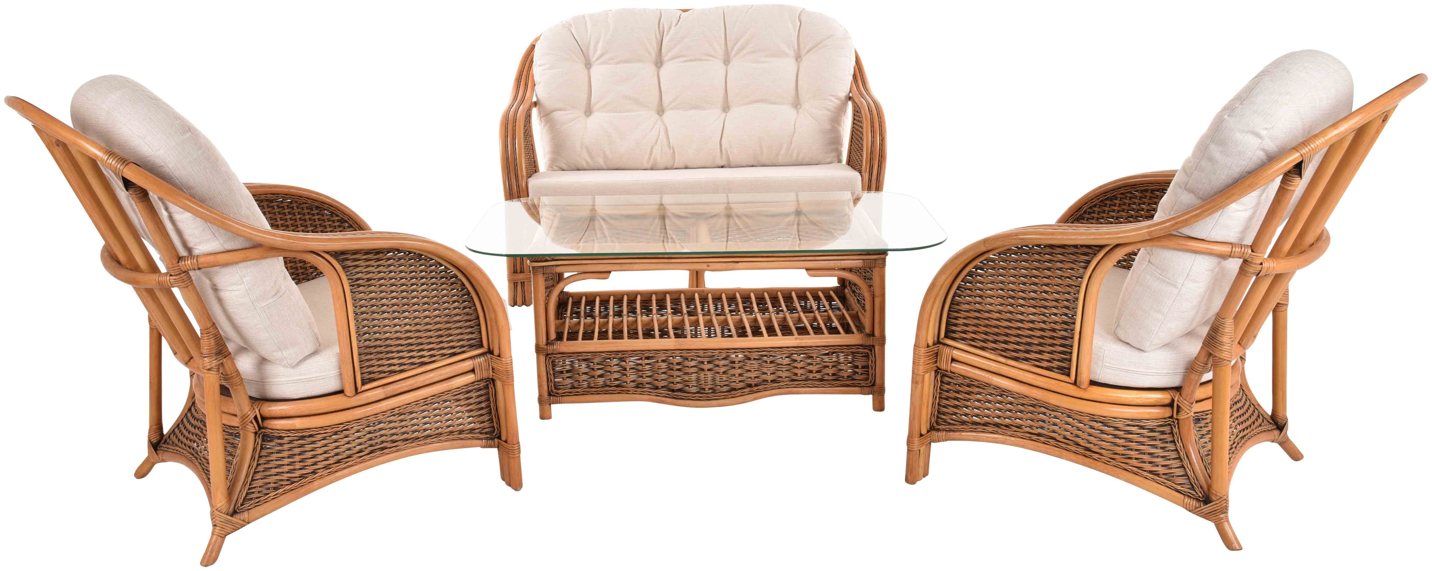 Krines Home Sitzgruppe Rattangruppe Win Wintergarten Rattan Garnitur Sitzgruppe Rattanmöbel, (4-tlg), für 4 Personen Rattanset Rattangruppe Set