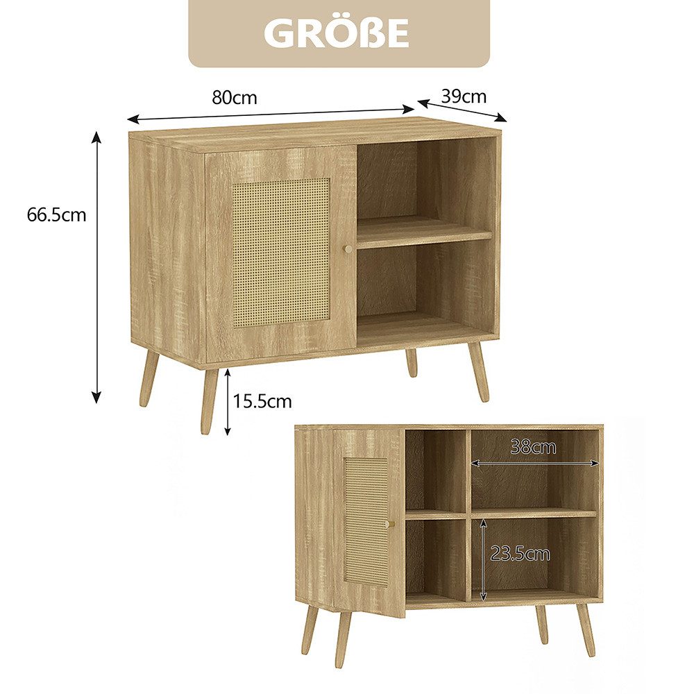 WAOHO Sideboard Standschrank, Kommode, Dekorativer Schrank Rattantür Sidebo günstig online kaufen