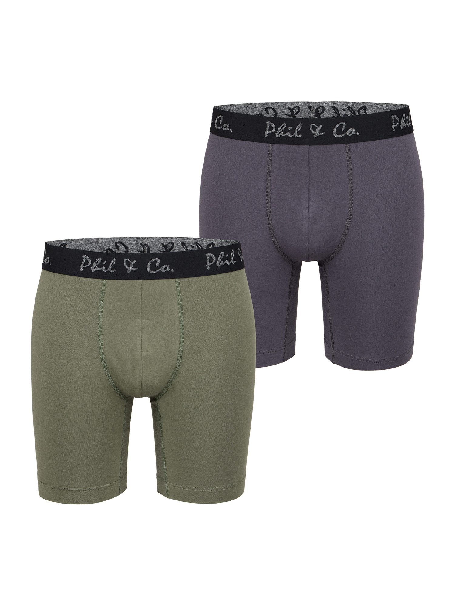 Phil & Co. Langer Boxer Long Boxer Briefs - langes Bein - Jersey - ohne störendes Etikett (2-St) Retroshorts Boxershorts Multipack Mehrpack Baumwolle Herren 2-Pack