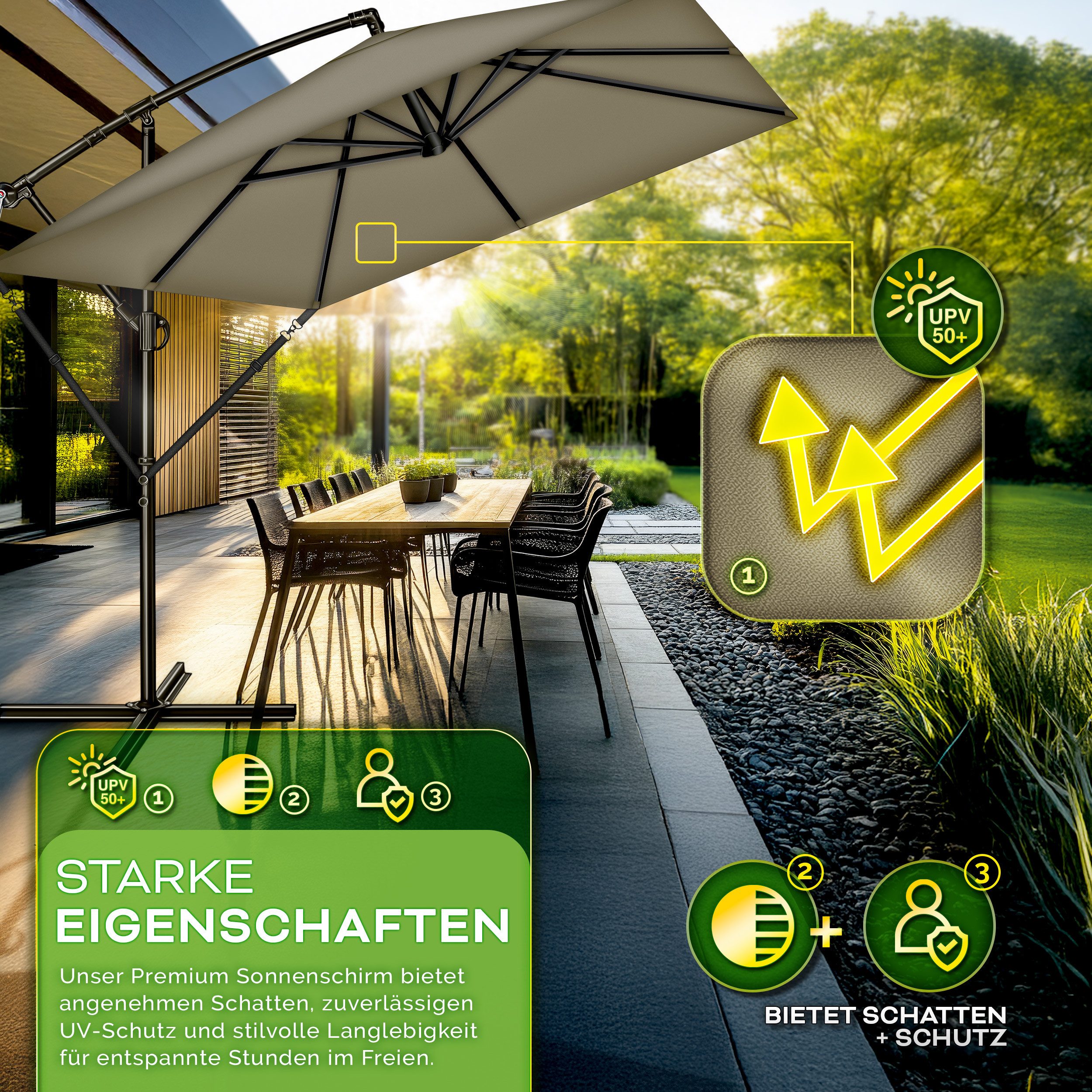 tillvex Sonnenschirm tillvex® Sonnenschirm eckig 235 günstig online kaufen