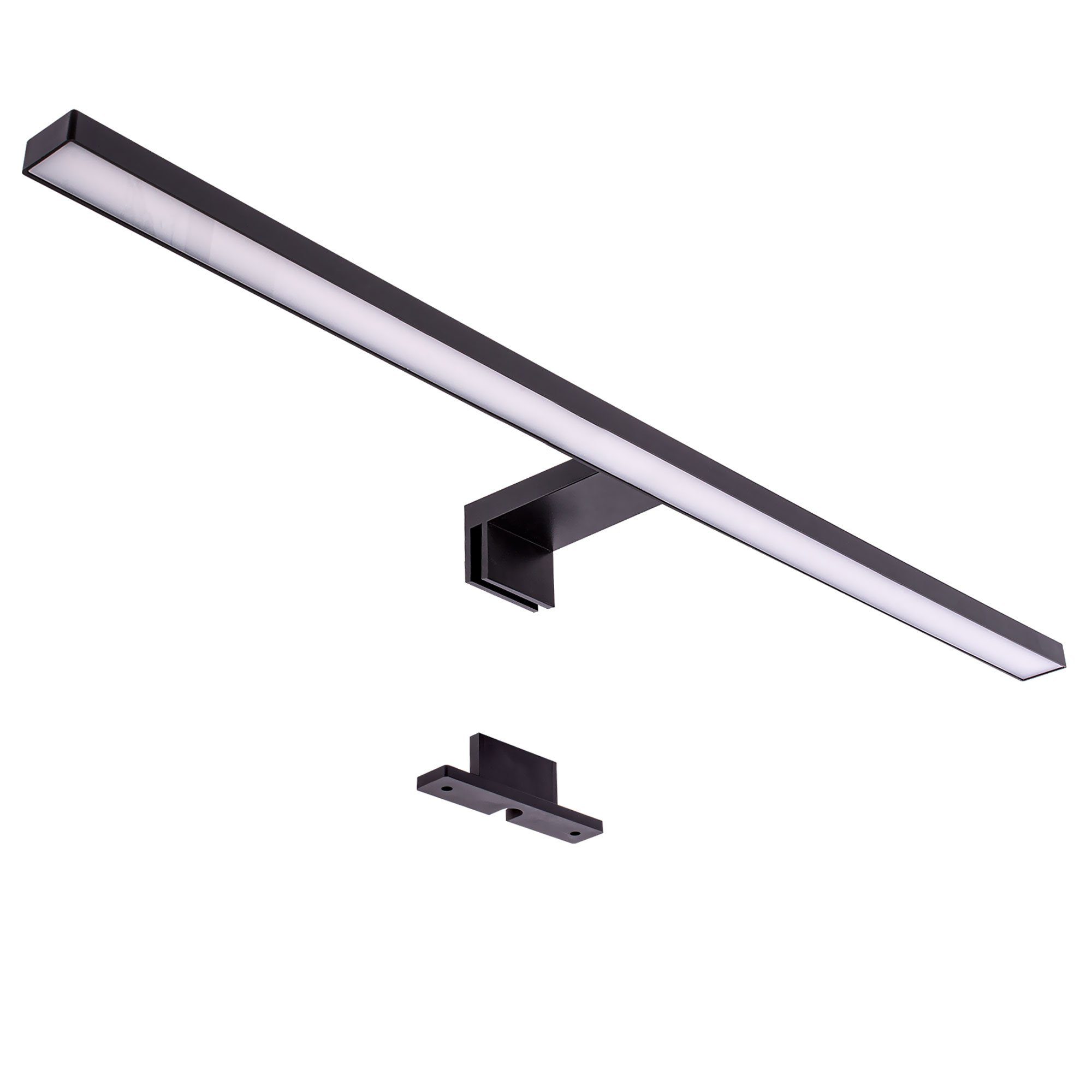 Maxkomfort LED Spiegelleuchte Badezimmer, 30/60cm, schwarz/weiß/chrom/acryl - IP44, LED fest integriert, Neutralweiß, Moderne Badbeleuchtung, Schranklicht, Schminklicht, ohne Schalter