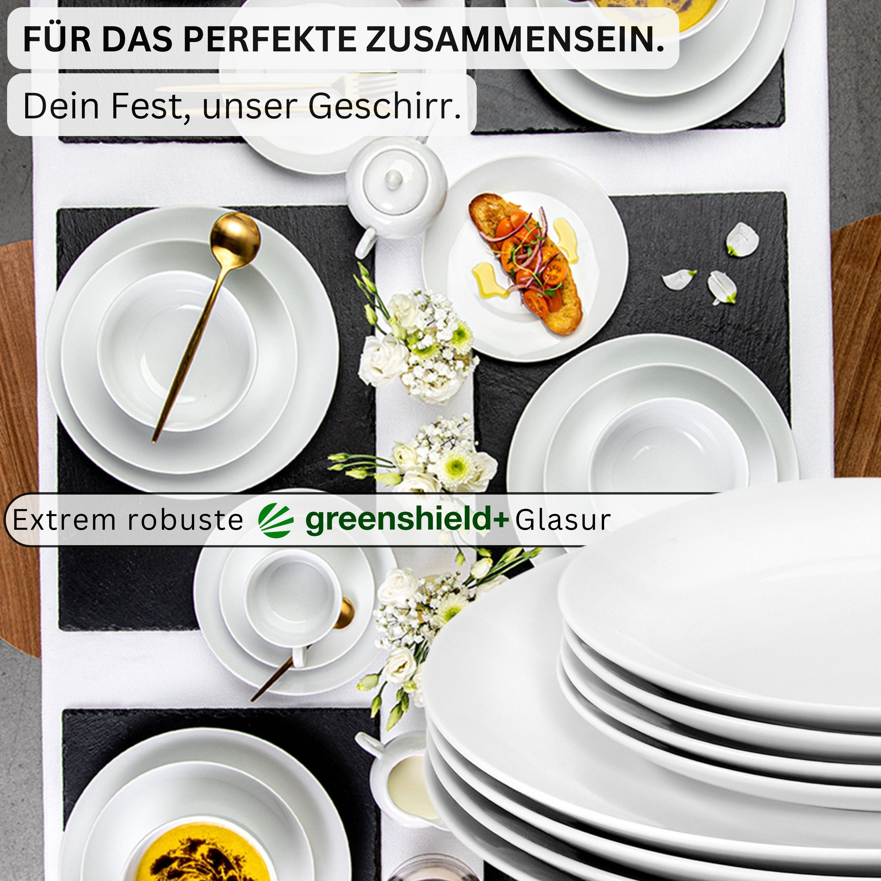 SÄNGER Tafelservice New Port Geschirrset, Weiß (18-tlg), 6 Personen, Porzellan, Premium Collection