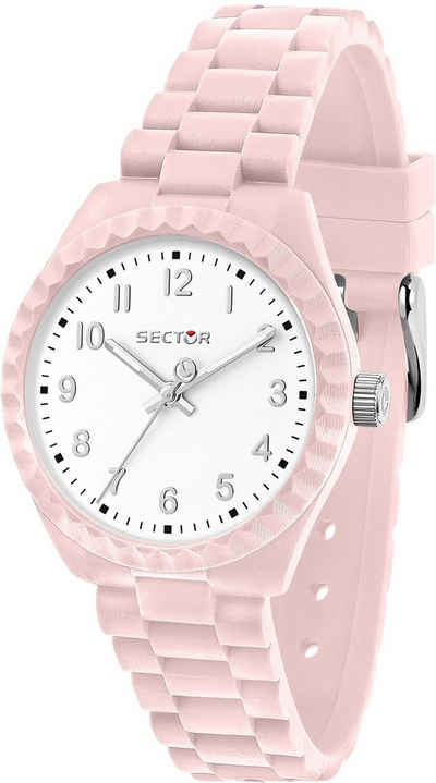 Sector Quarzuhr »Sector Damen Armbanduhr Analog«, (Armbanduhr), Damen Armbanduhr rund, groß (ca. 42mm), Silikonarmband rosa, Fashion