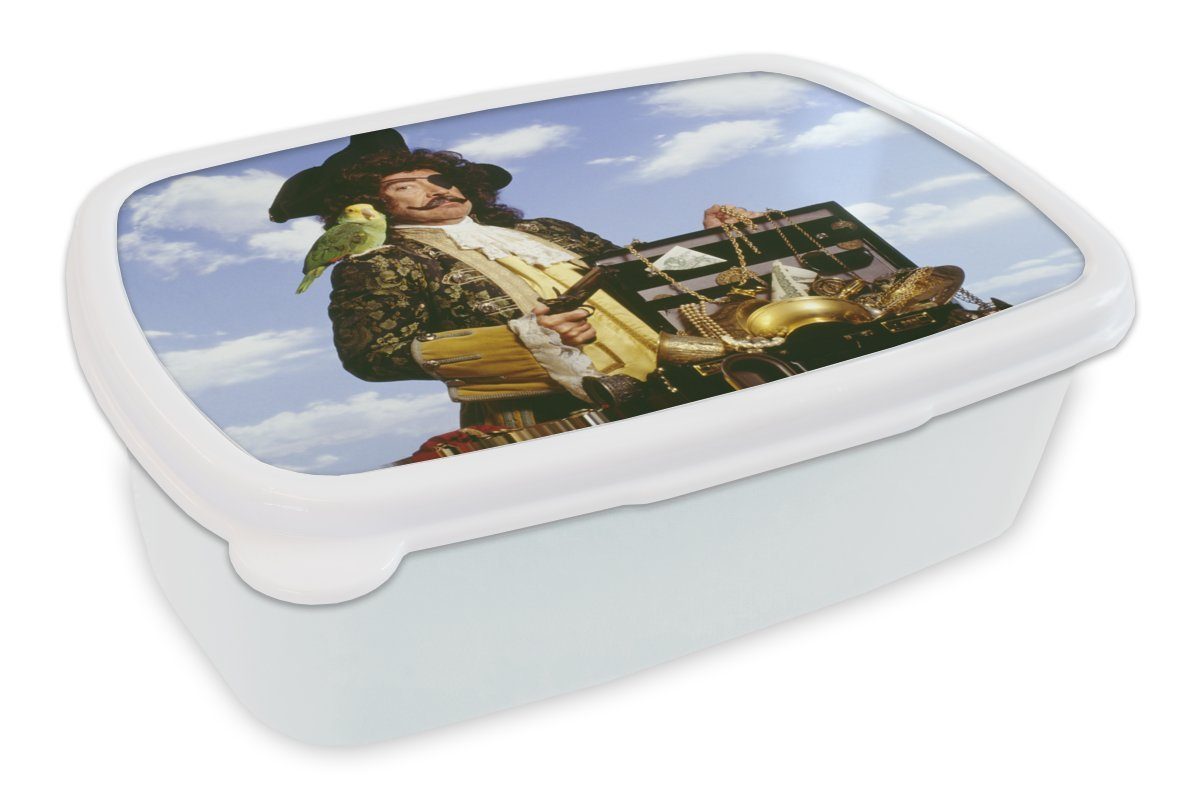 MuchoWow Brotbox und Kunststoff, für Schatz, Mädchen Lunchbox (2-tlg), für Pirat mit und Erwachsene, Kinder Brotdose, weiß Jungs